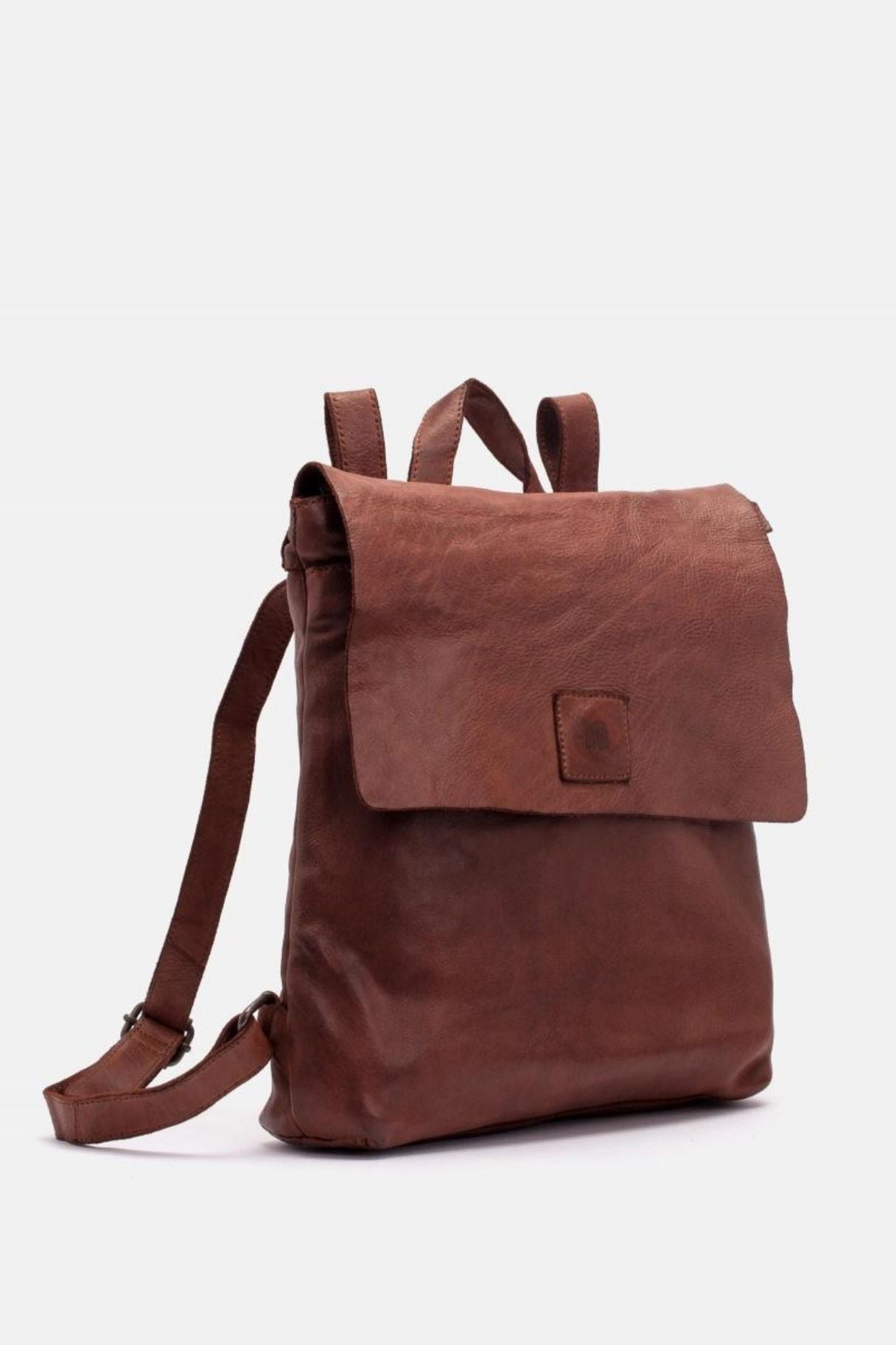 Biba Boston - sac à dos BT9 couleur cognac avec rabat - Nappa maroquinerie