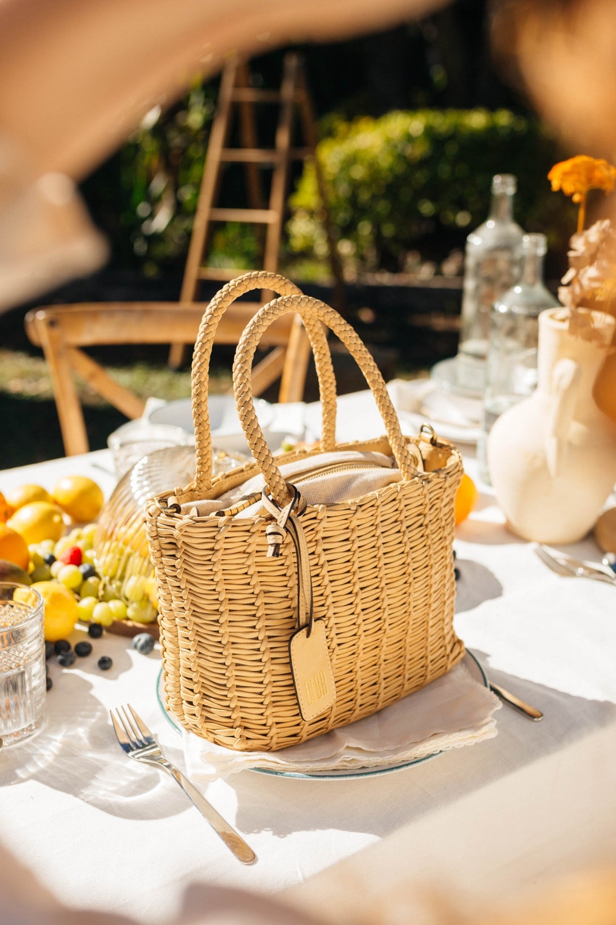 Biba Ayden - Panier AYD1L en cuir tressé crème - Nappa maroquinerie