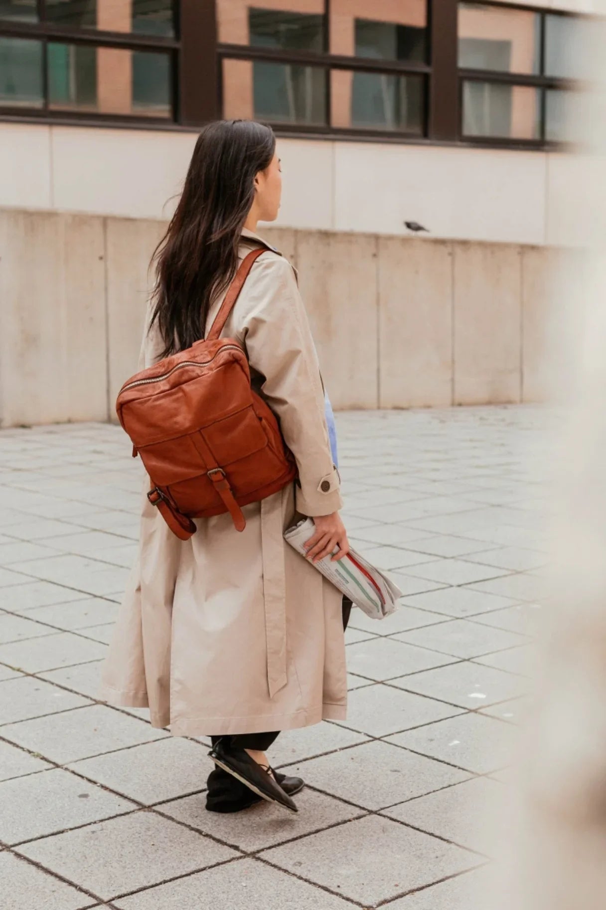 Sac à dos mixte en cuir de couleur cuero - BIBA