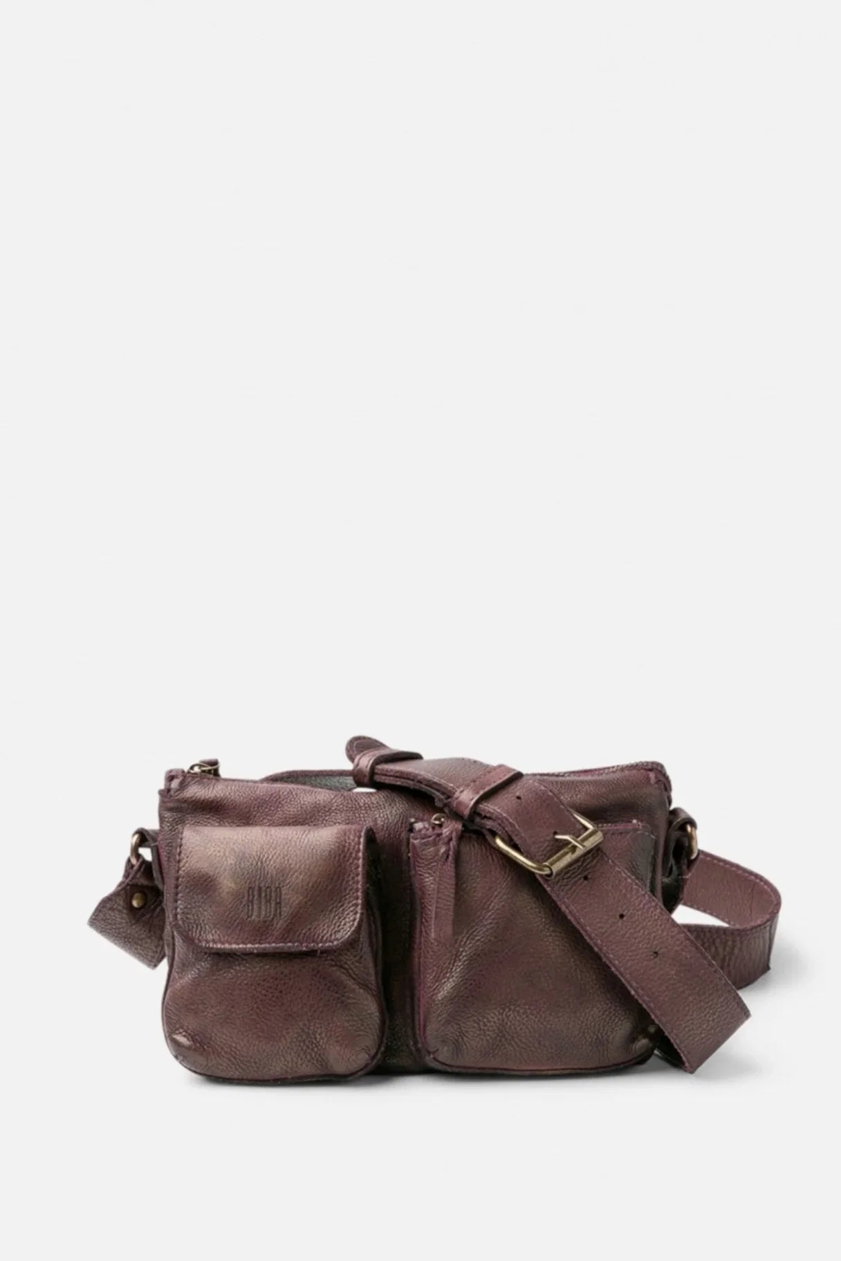 Sac bandoulière Biba KEO1L en cuir effet nacré coloris marron