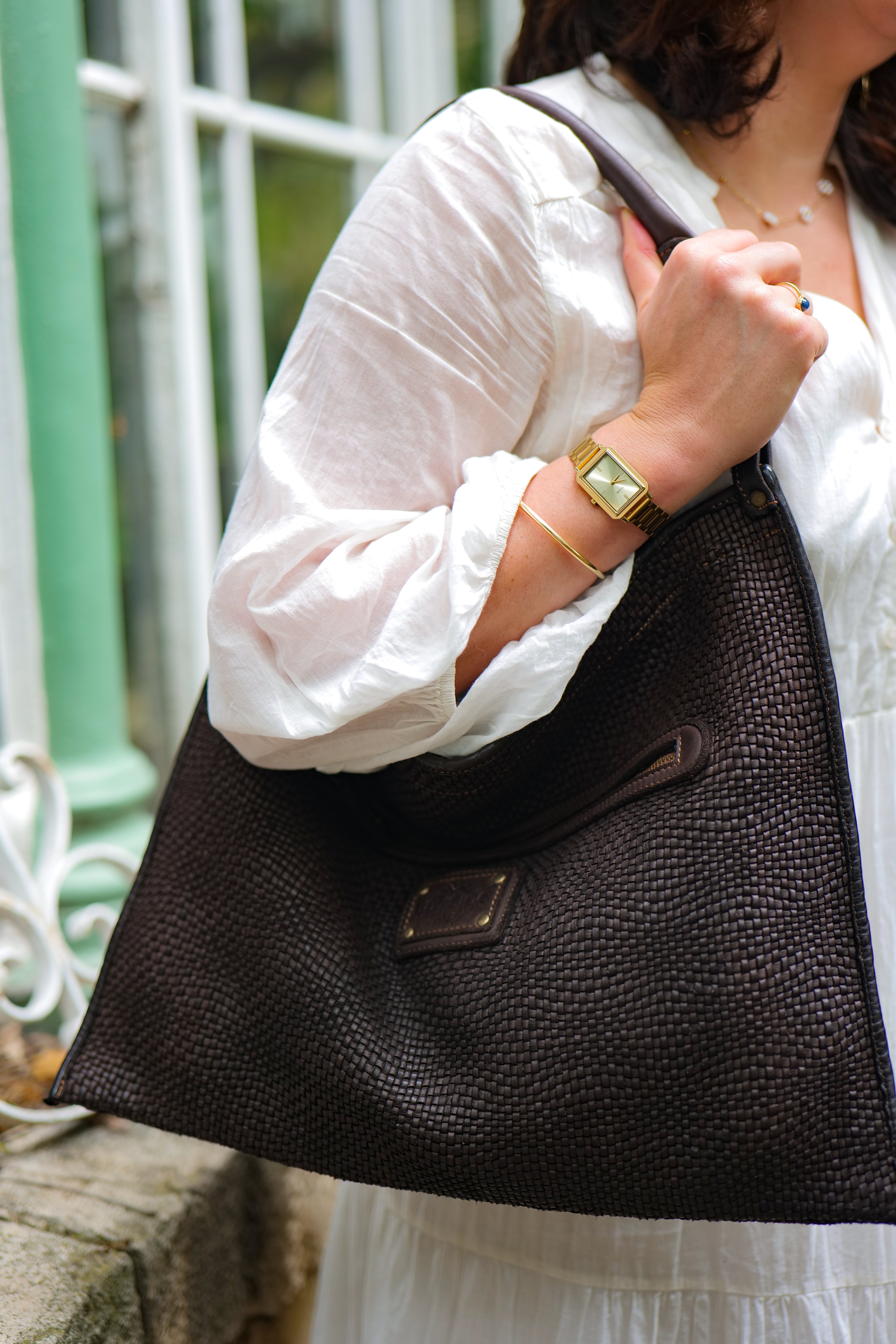 Sac à main en cuir tressé noir - Nappa Maroquinerie