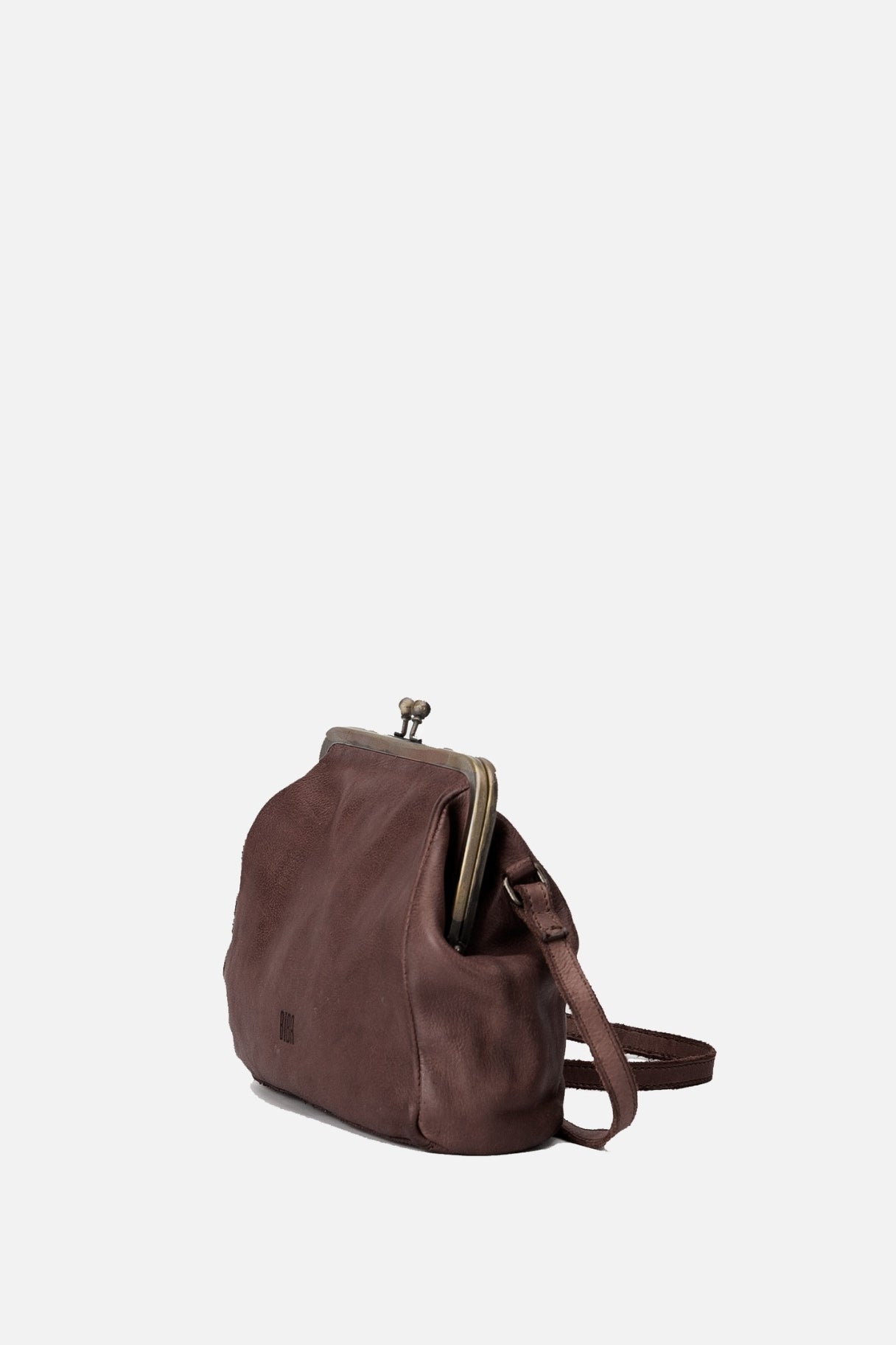 Sac en cuir fermeture vintage marron foncé