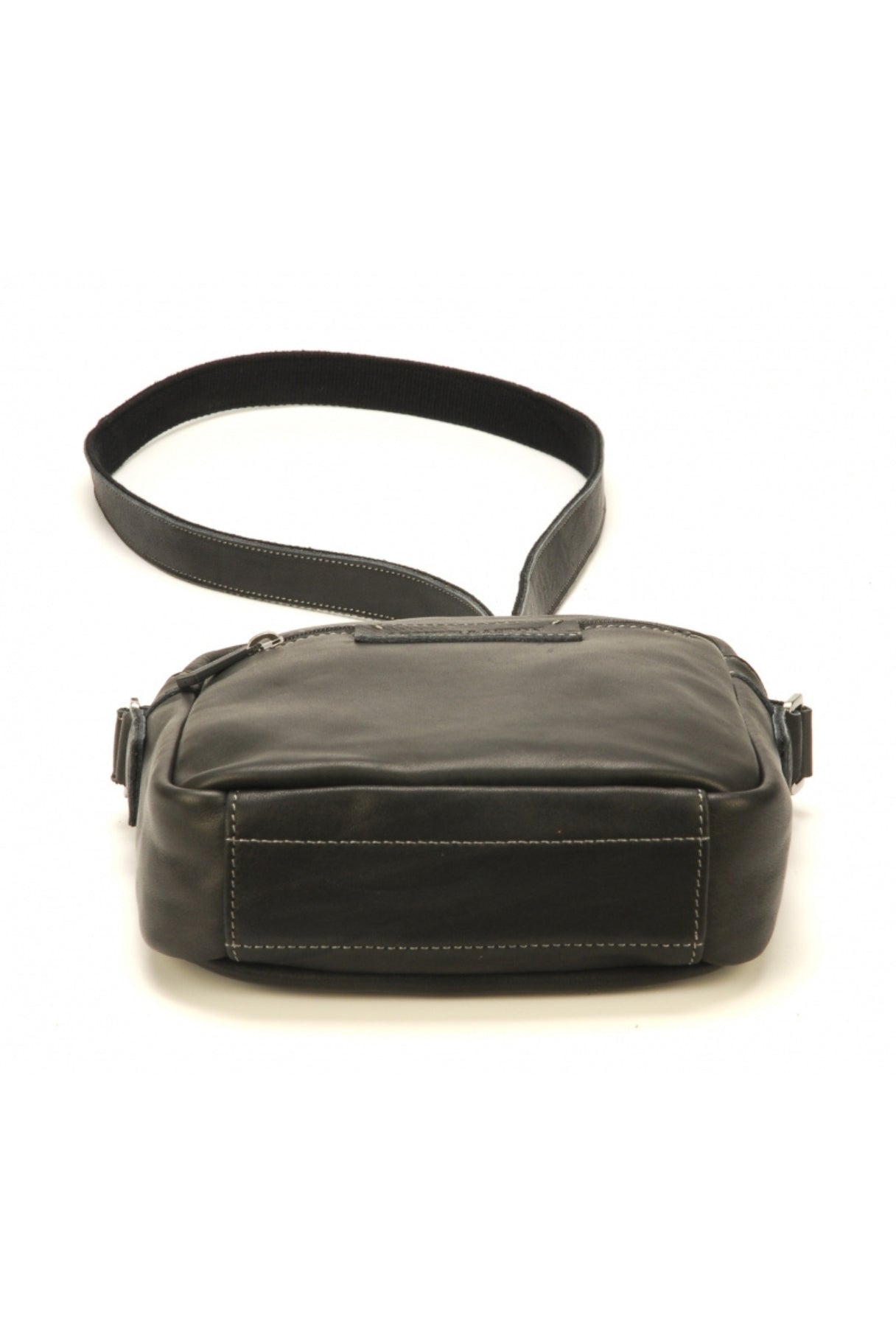 Sac bandoulière en cuir noir - Arthur Aston