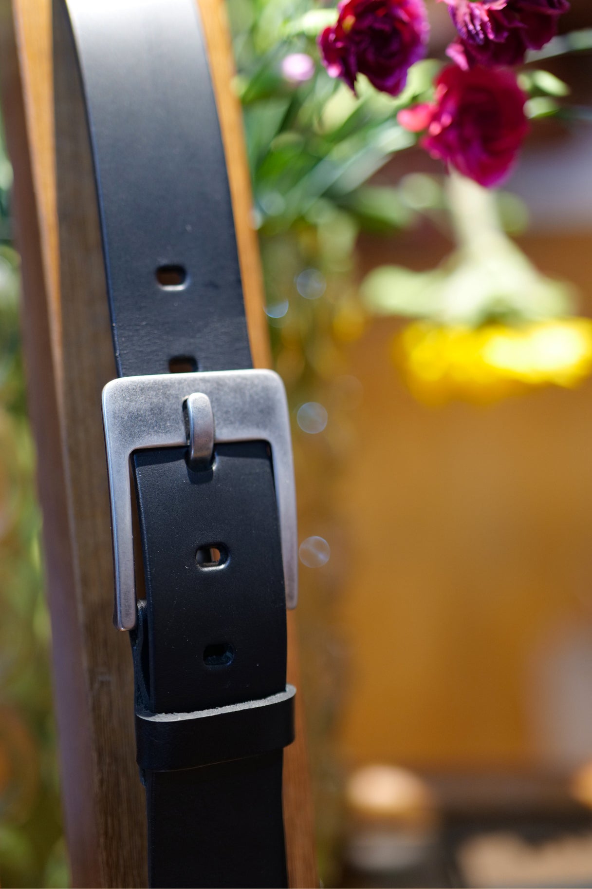 Ceinture homme en cuir noir avec boucle ardillon plat - Nappa maroquinerie