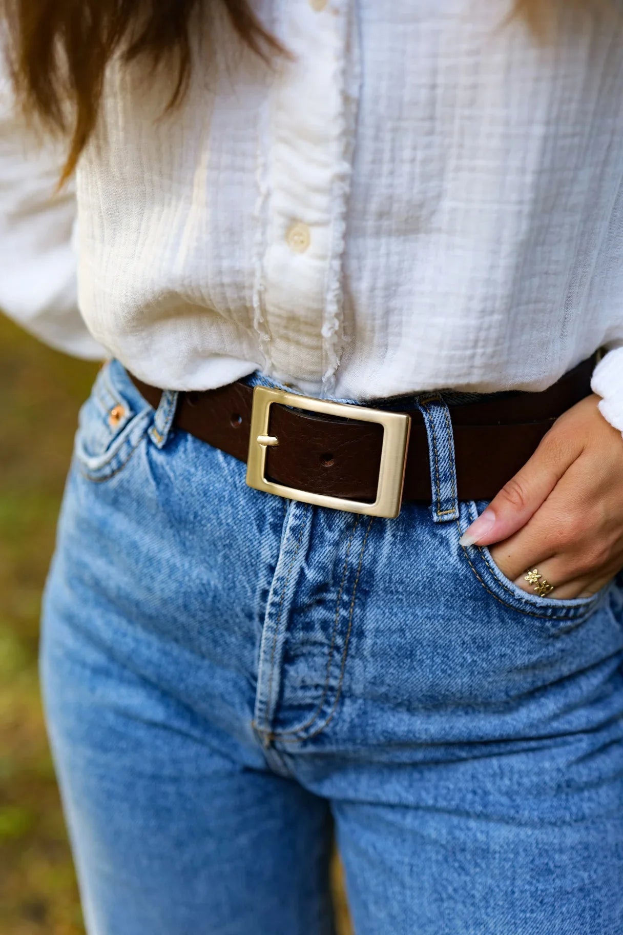Ceinture en cuir marron - Nappa maroquinerie