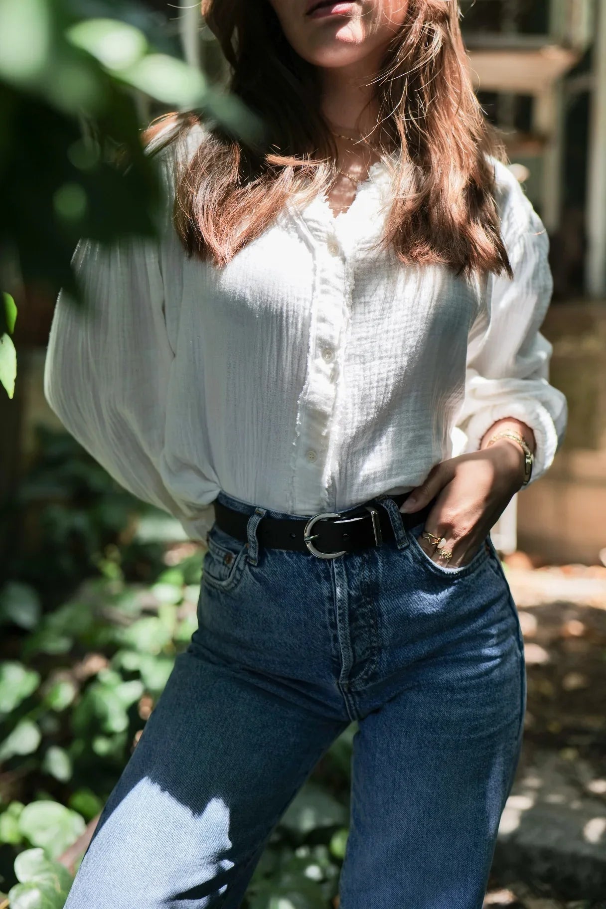 Ceinture en cuir de vachette noire avec boucle ronde argentée - Nappa maroquinerie