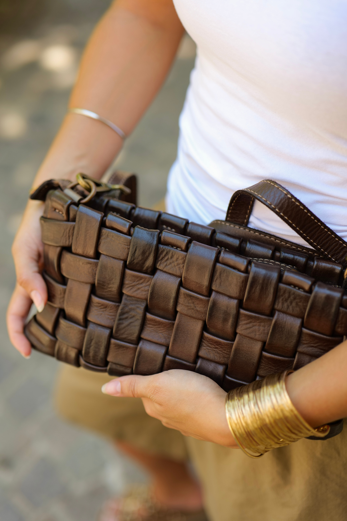 Sac bandoulière cuir tressé Bayside – BS817