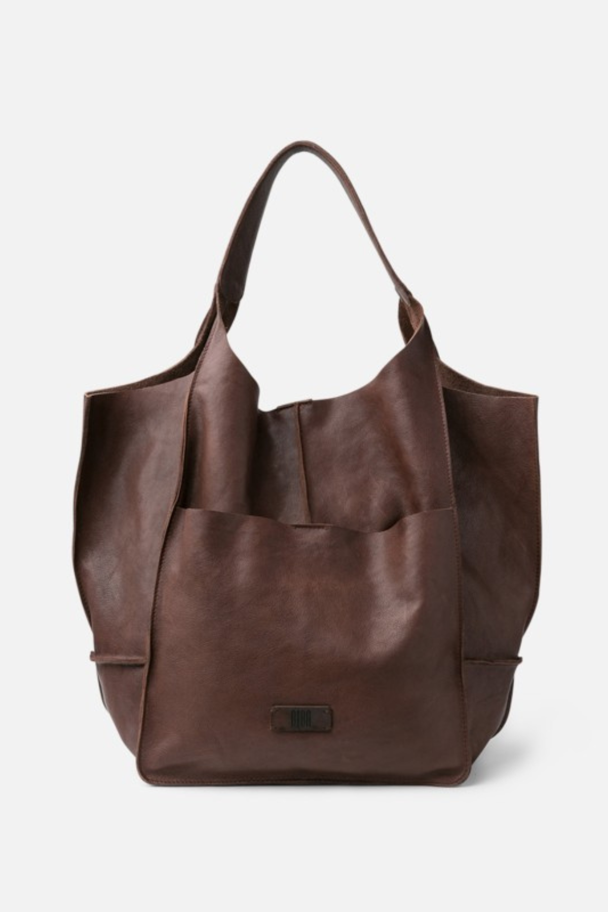 Grand cabas en cuir marron chocolat Biba Homer, cuir de vachette lavé souple