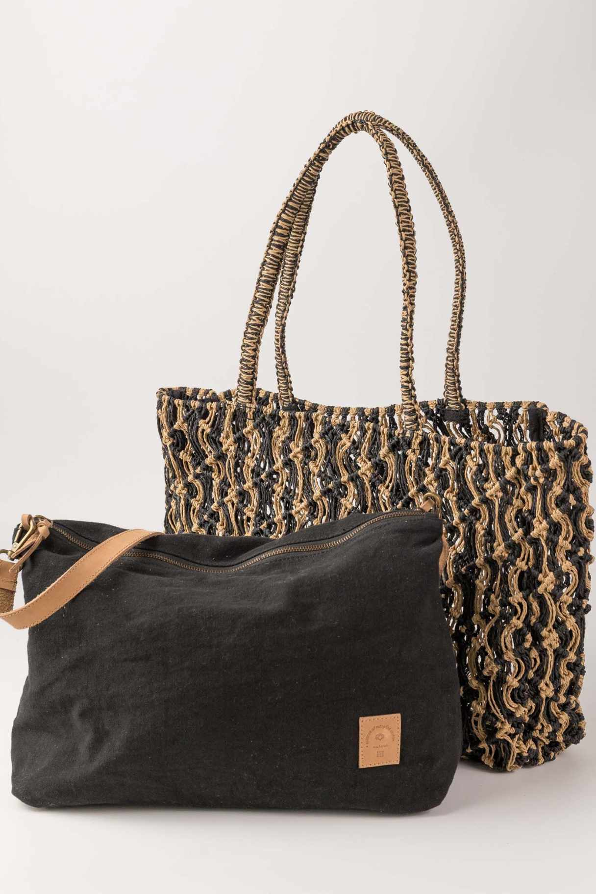 Grand sac cabas Sodwana XL noir Biba avec pochette intérieure amovible en coton recyclé