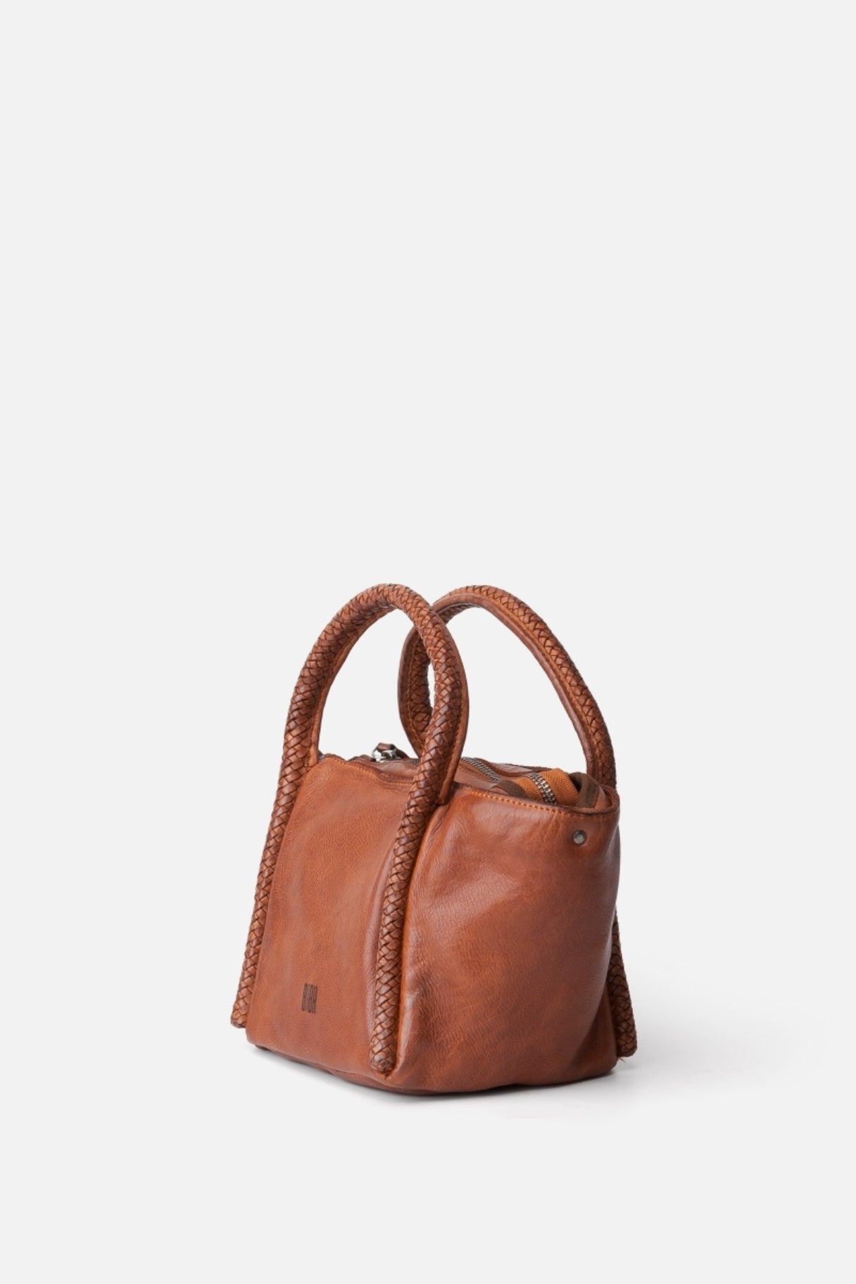 Mini sac en cuir tressé cognac Pullman