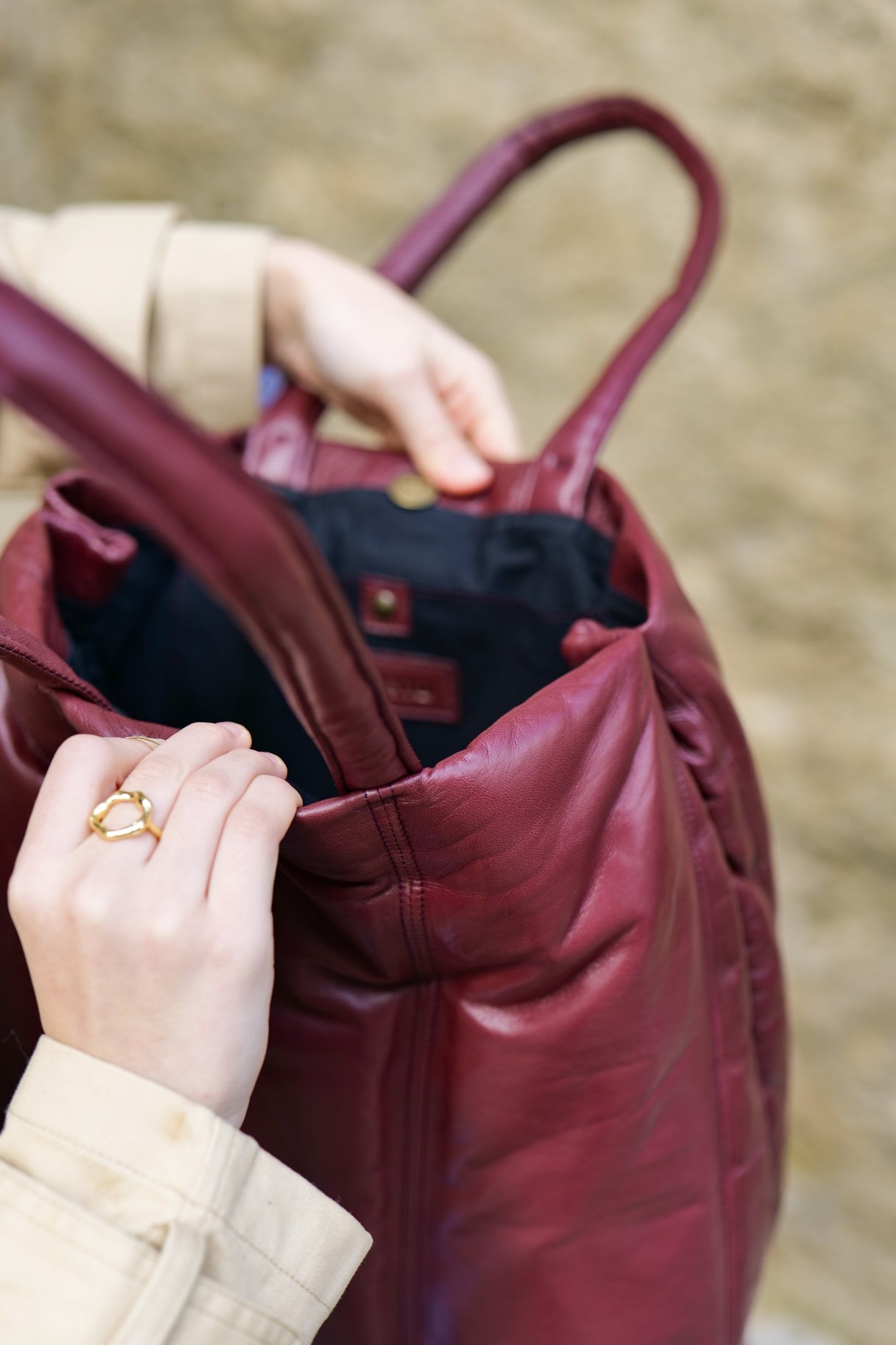 Sac cabas en cuir nuage bordeaux