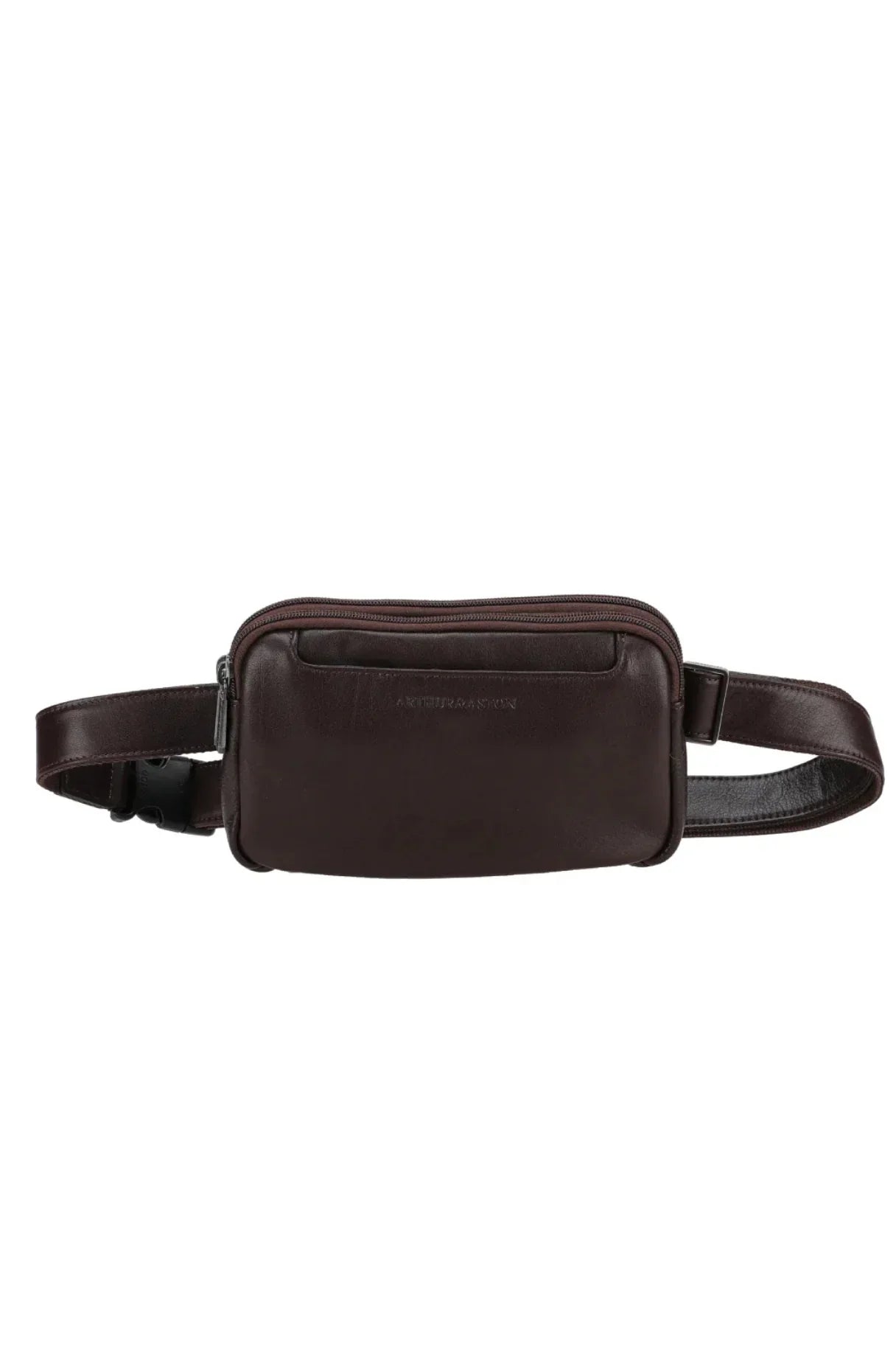 Vue avant de la pochette Léon en cuir chocolat