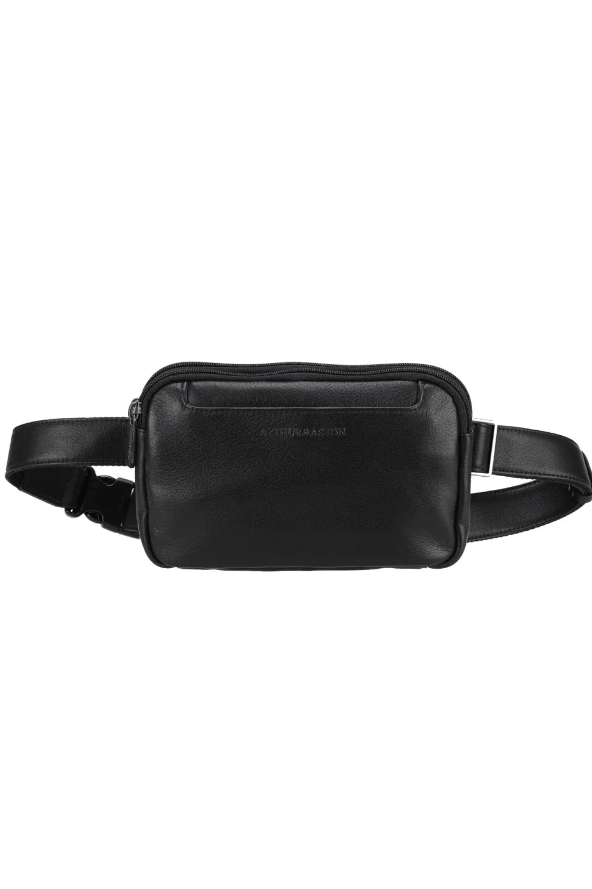 Vue avant de la pochette Léon en cuir noir