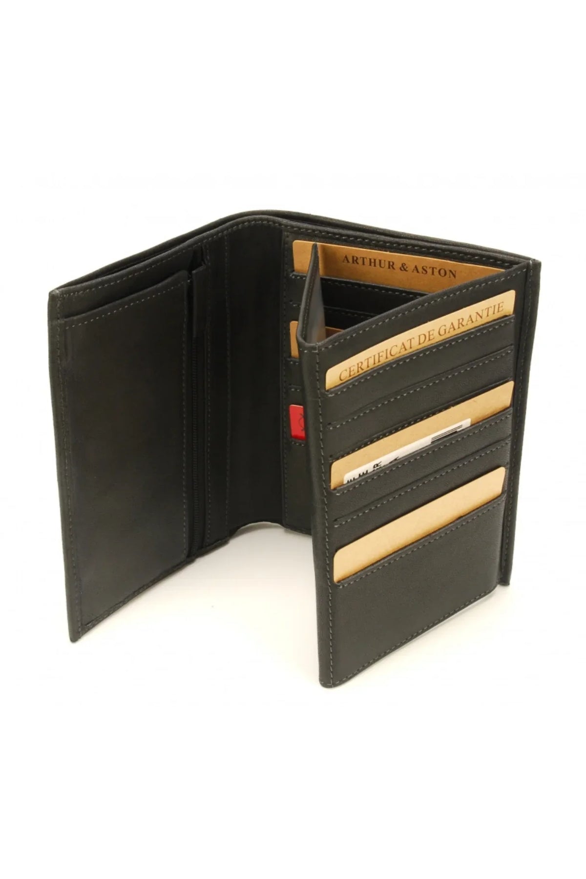 Intérieur du portefeuille grand modèle homme en cuir noir