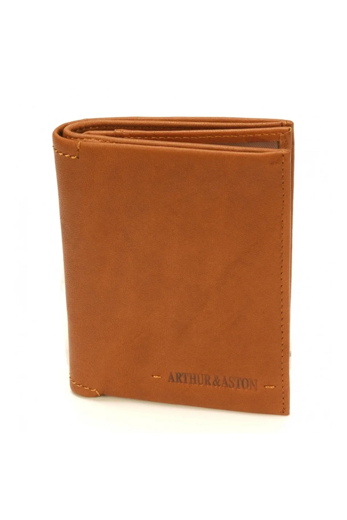 Portefeuille homme compact en cuir pleine fleur camel