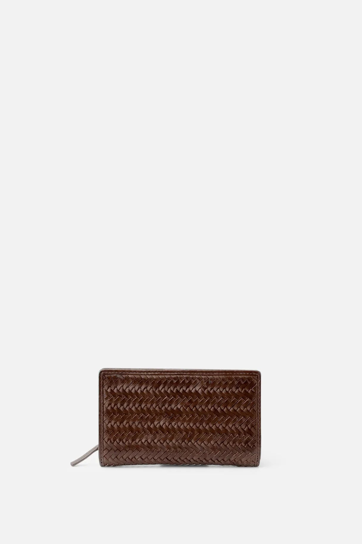 portefeuille Perkins PER13L en cuir tressé – vue avant marron