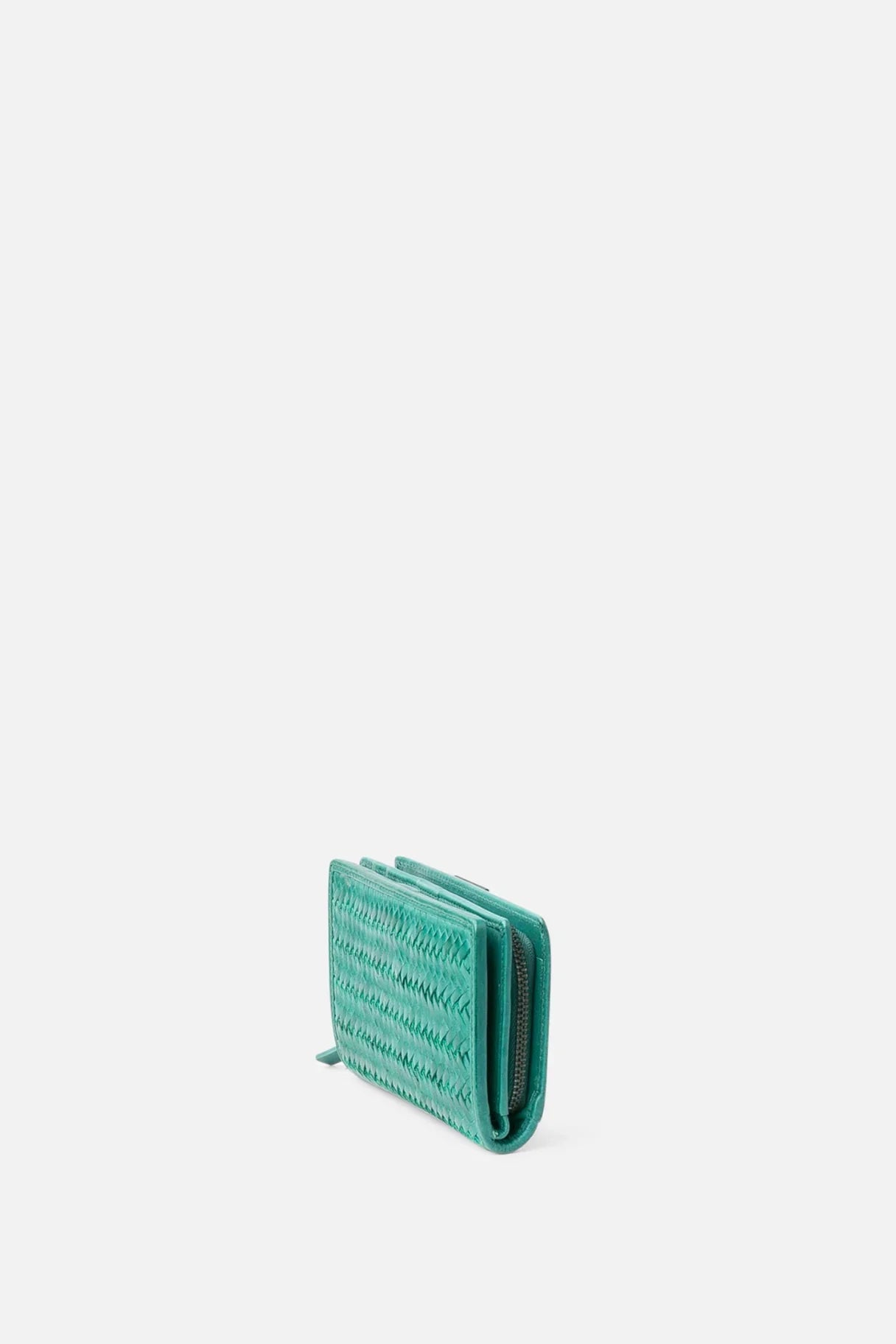 portefeuille Perkins PER13L en cuir tressé – vue de profil