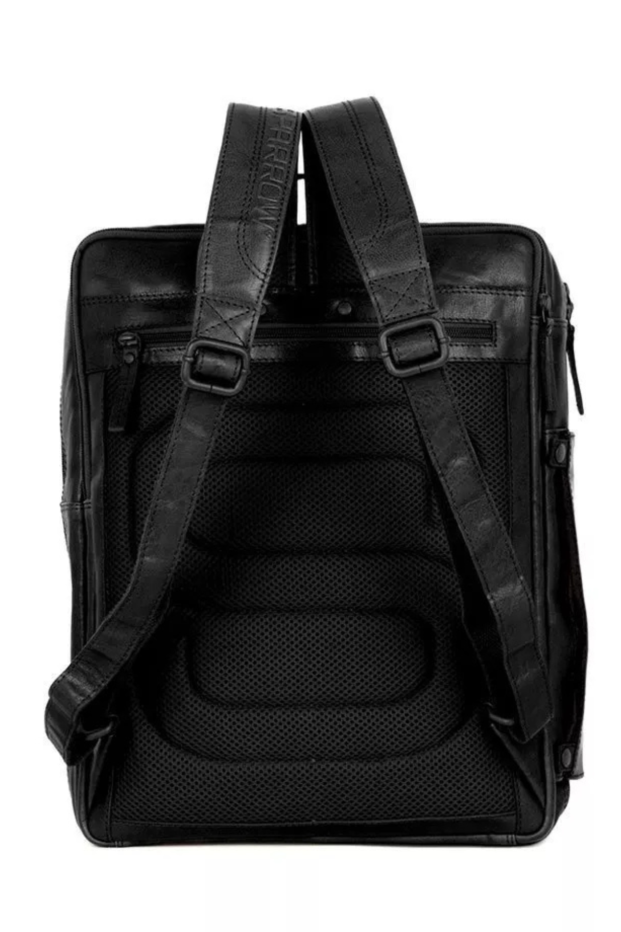 Dos ventilé en mesh et bretelles réglables du sac à dos cuir noir Jonathan