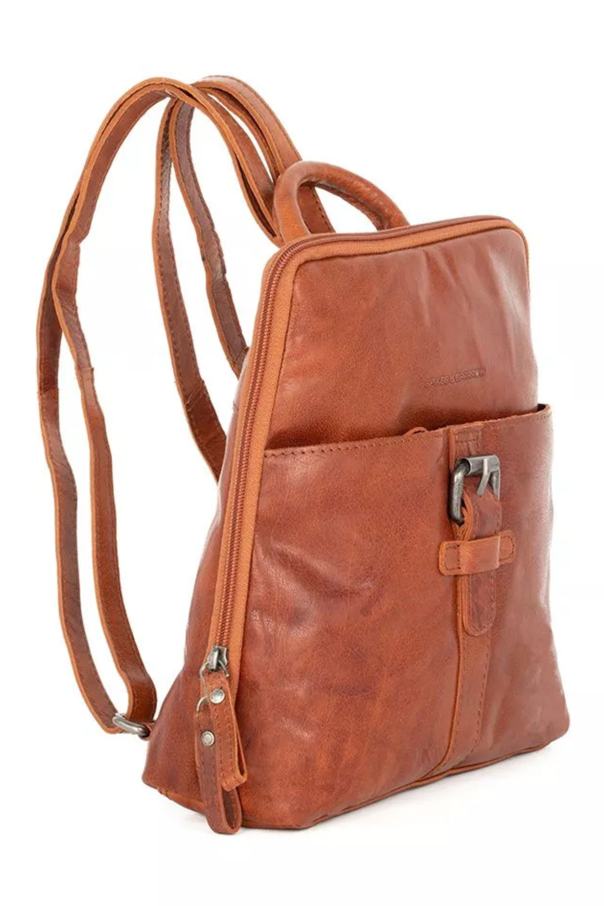 Sac à dos cuir Texas brandy cognac avec bretelles cuir réglables profil Spikes & Sparrow