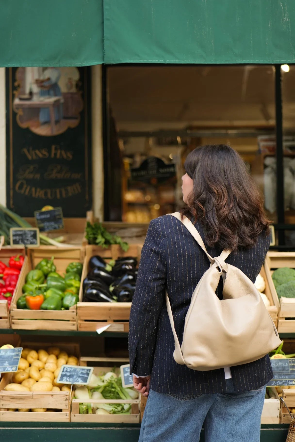Sac à main en cuir convertible en sac à dos - couleur beige