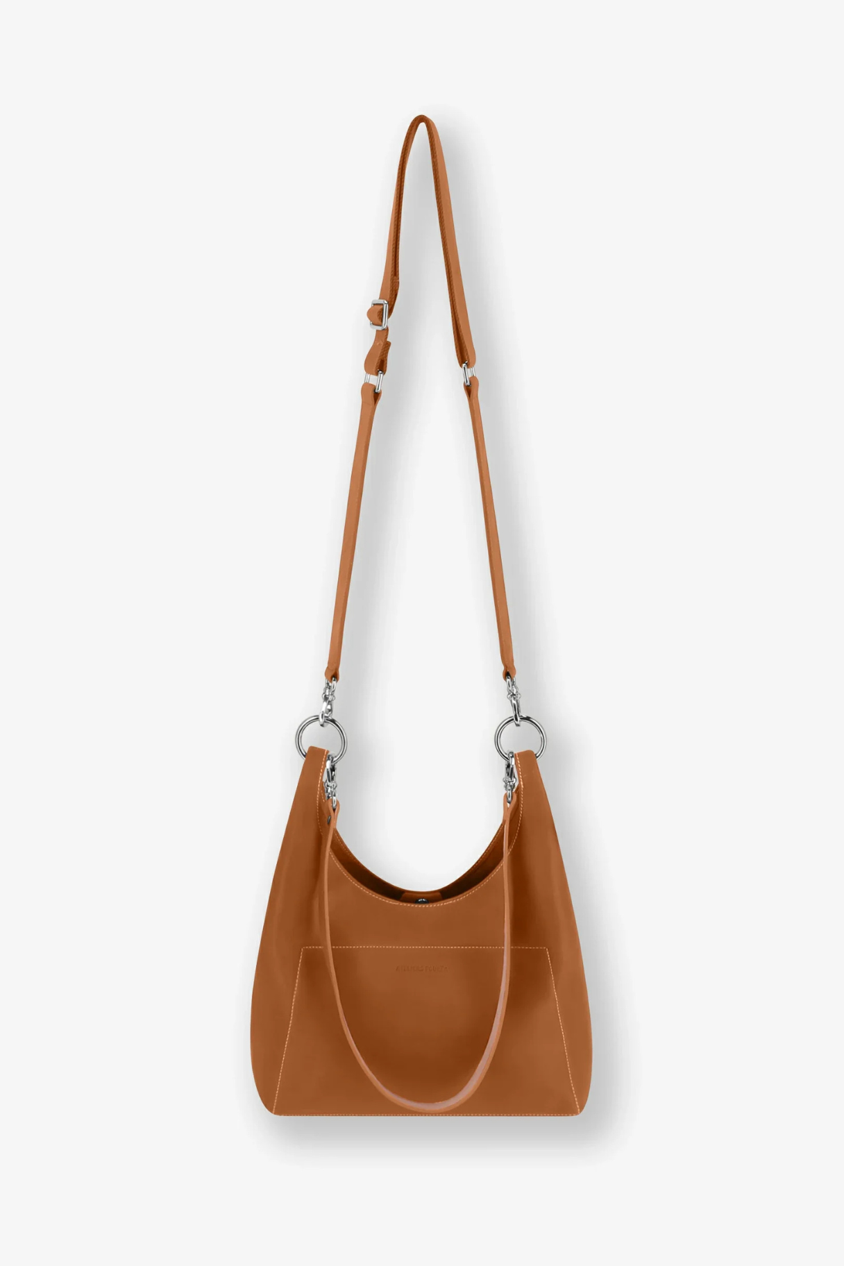 Sac Amazone Ateliers Fourès en cuir cognac avec ses deux bandoulières interchangeables