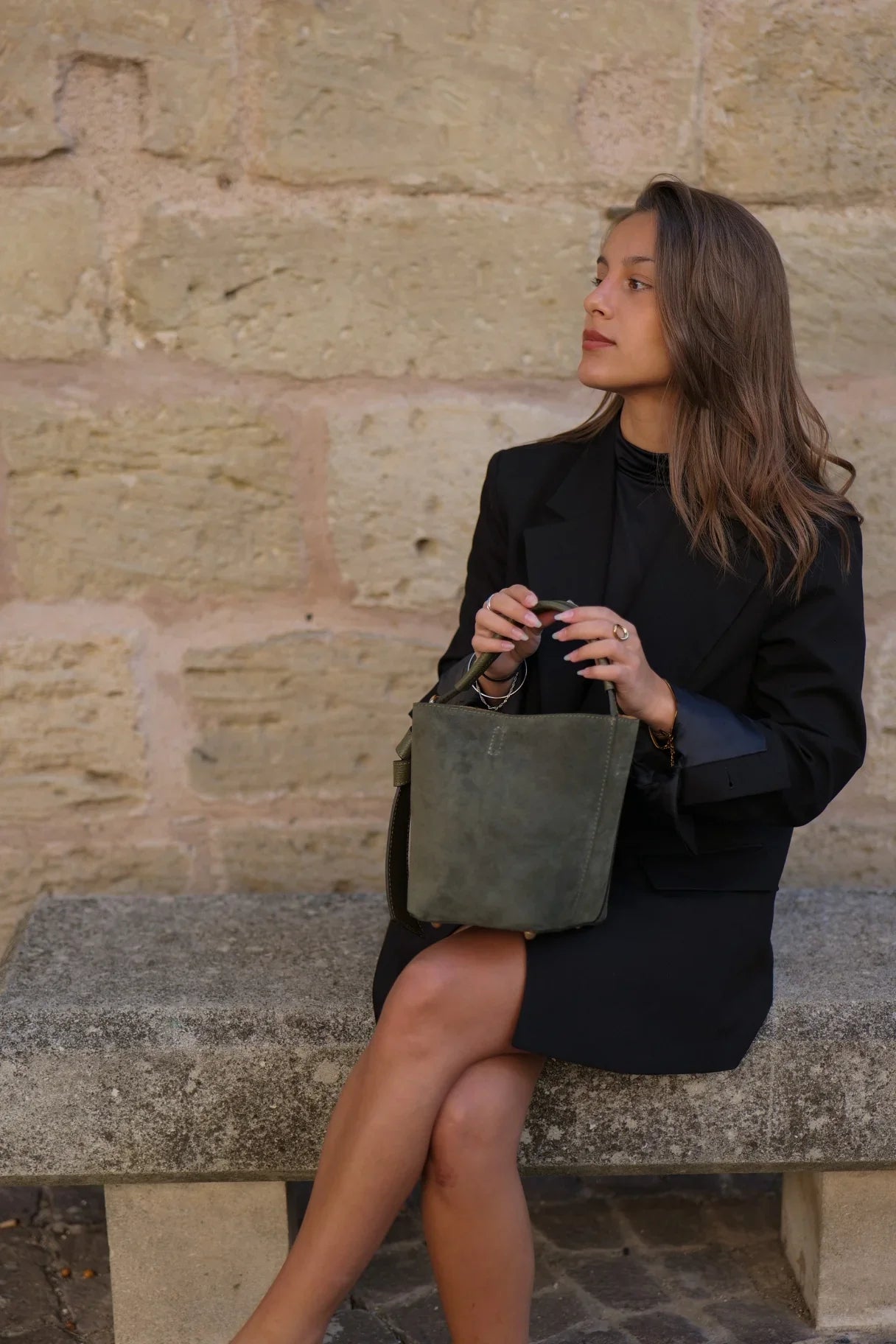 Sac seau de couleur kaki - Nappa Maroquinerie
