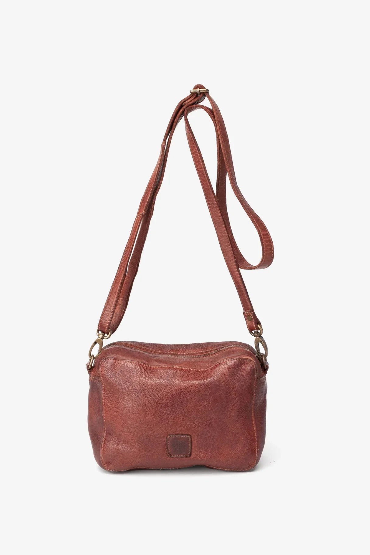 Biba Lovington - petit sac en cuir couleur cognac avec bandoulière et rivets - Nappa maroquinerie