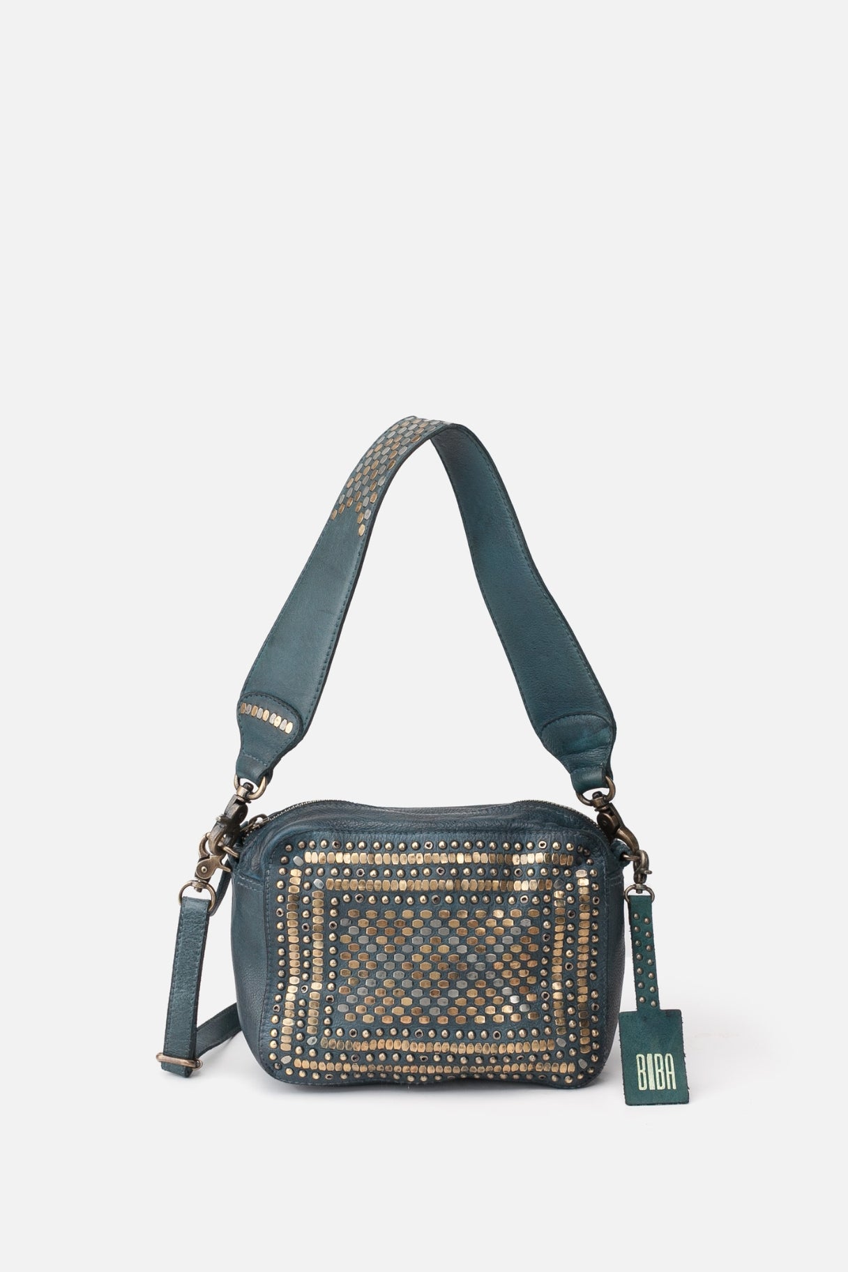 Biba Lovington - petit sac en cuir couleur pétrole - Nappa maroquinerie