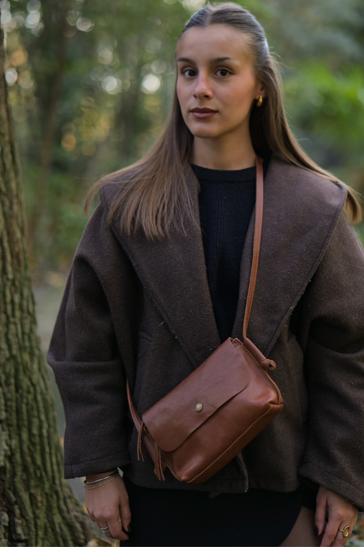 Petit sac à bandoulière Noordsen châtaigne