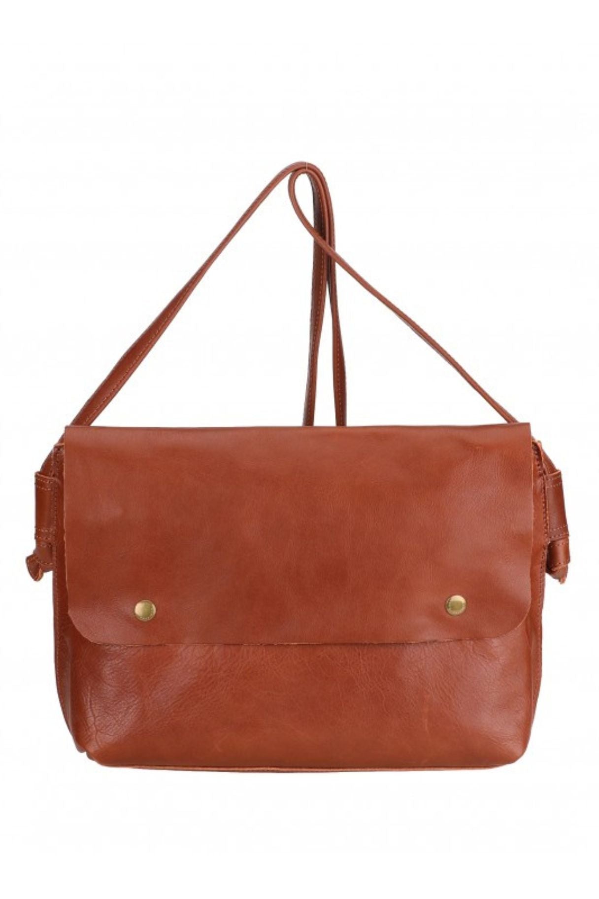 Sac bandoulière à rabat châtaigne