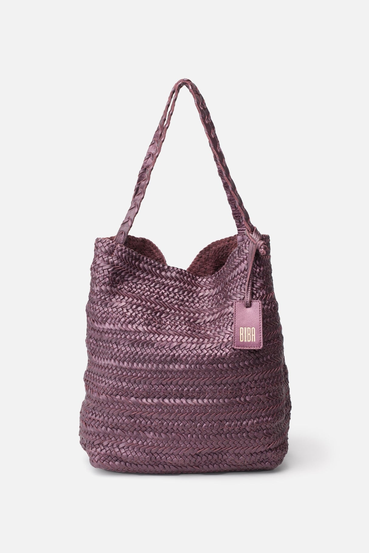 Biba Ruby - cabas hobo tressé mauve RUB1L - Nappa maroquinerie