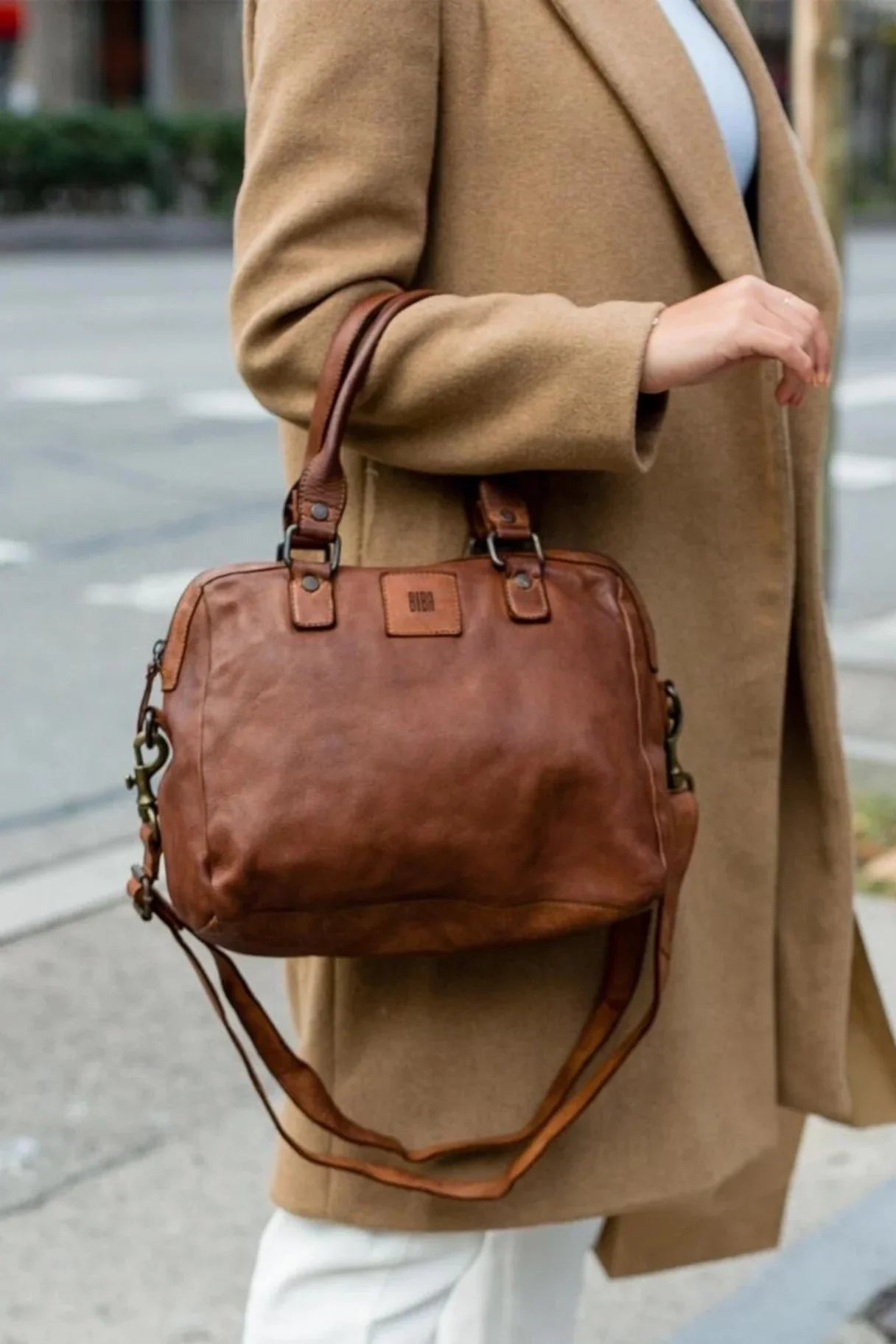 BIBA - Sac bowling en cuir - couleur marron