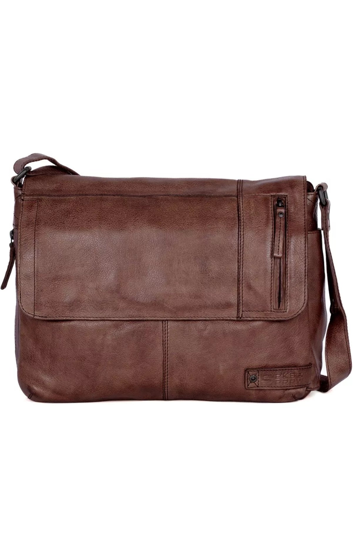 Sac cartable à bandoulière Marron foncé