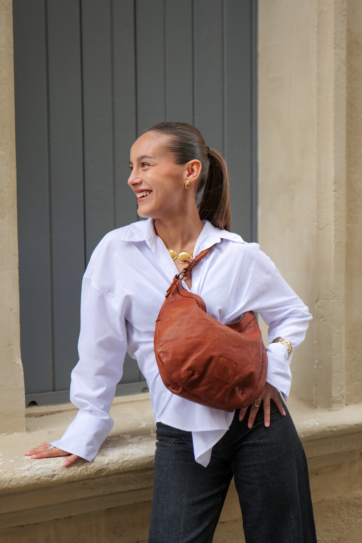 Porté épaule Sac Bandouliere Cuir Souple Camel Sac En Cuir BIBA