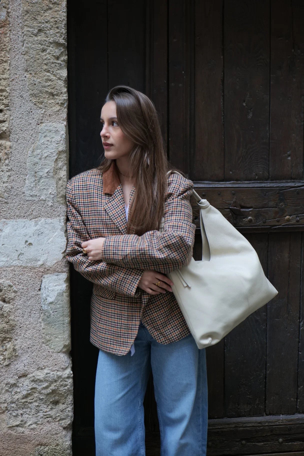 Sac Elena en cuir écru