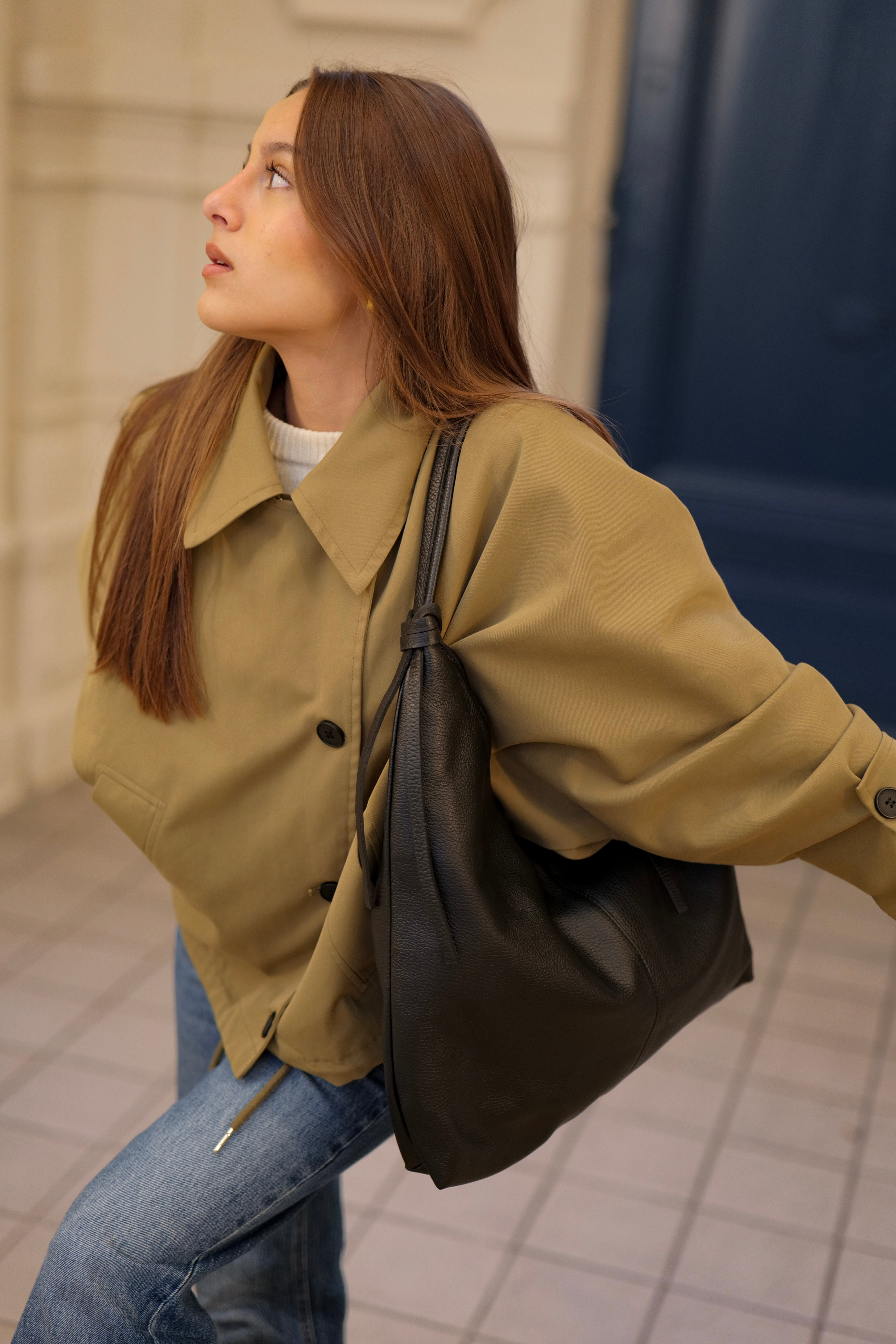 Sac Elena en cuir grainé fabriqué en Italie