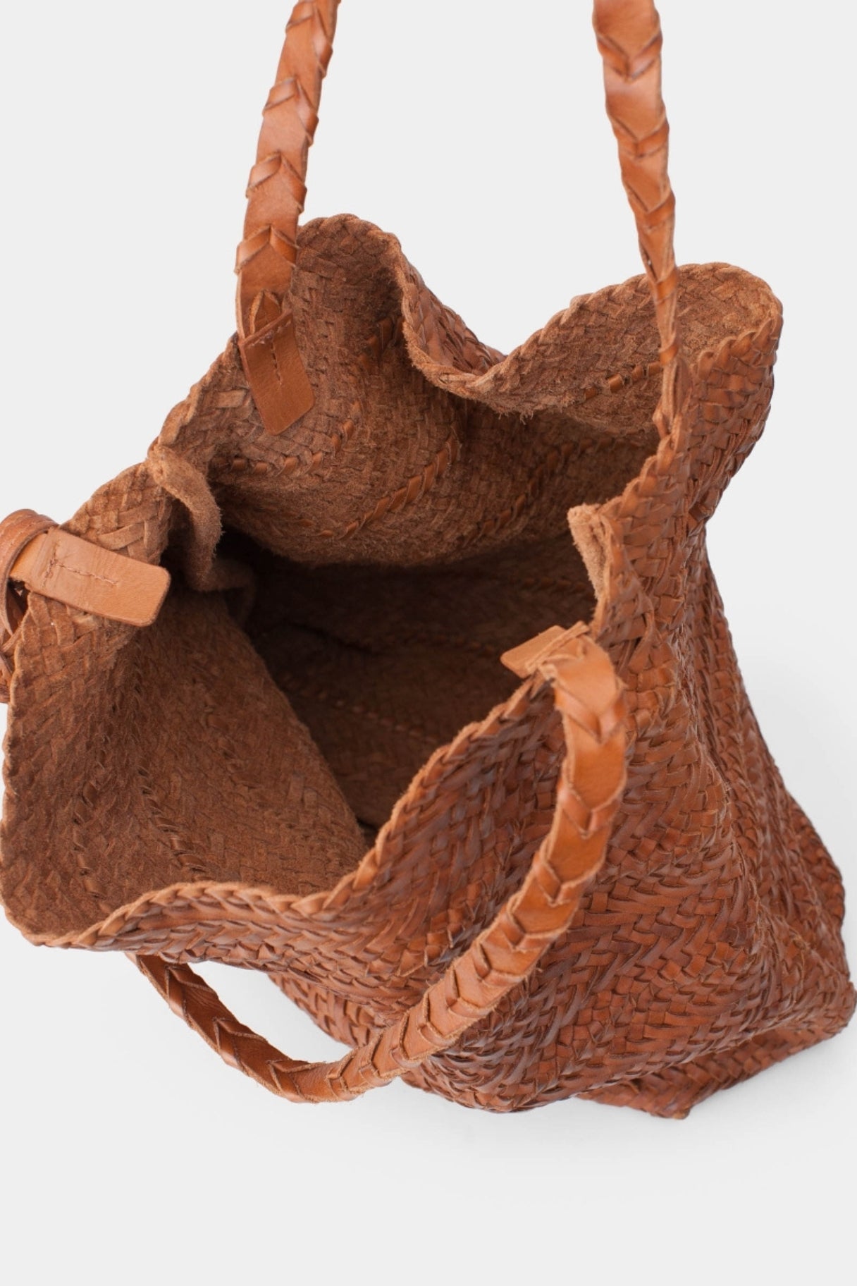 Biba Ruby - cabas hobo tressé cognac RUB1L - Nappa maroquinerie