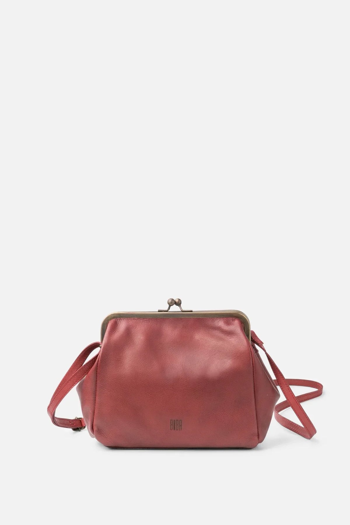 Sac fermoir clic-clac en cuir bordeaux Biba Boston BT22, forme porte-monnaie vintage