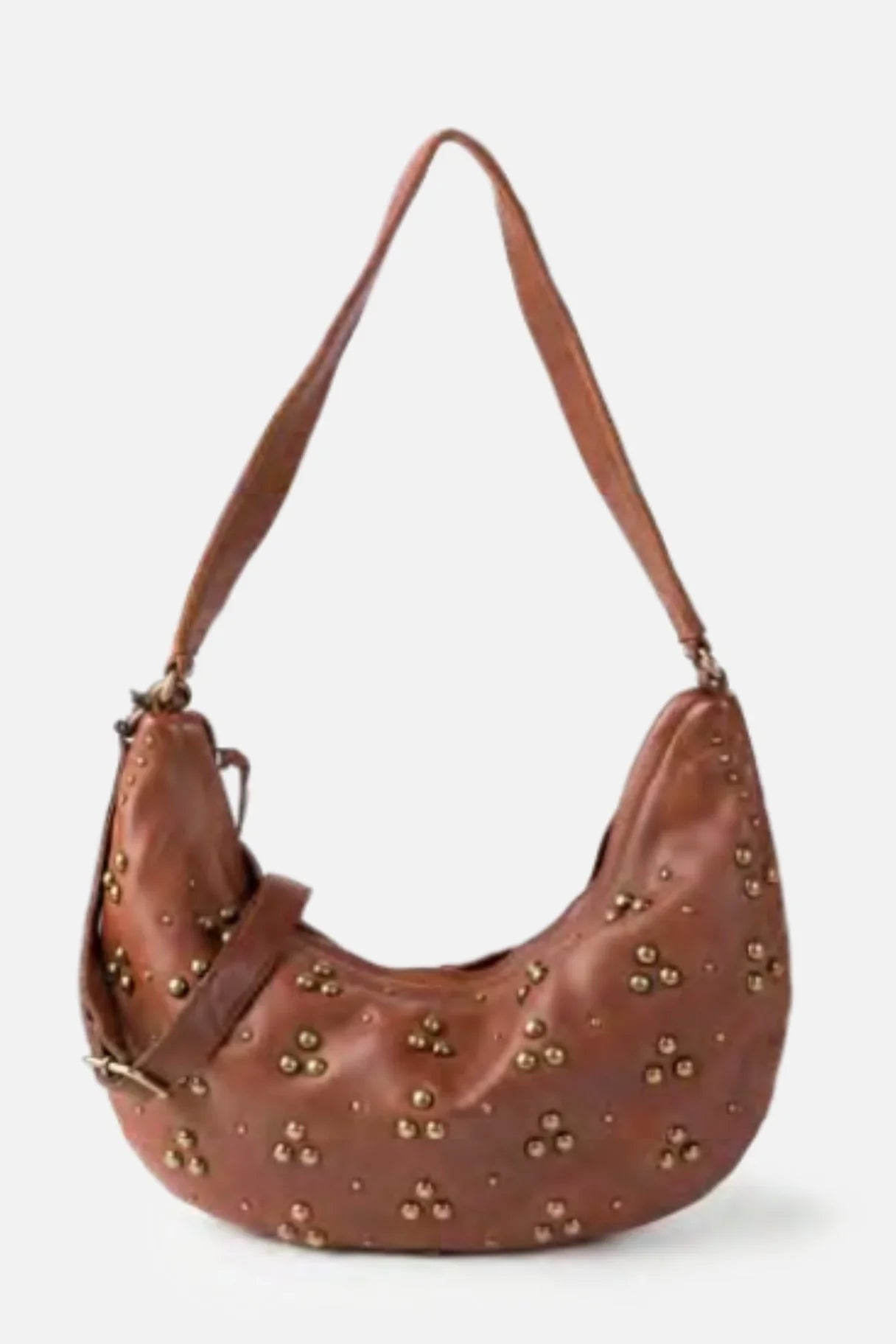 Sac hobo Hill en cuir camel à clous HIL1L – Biba