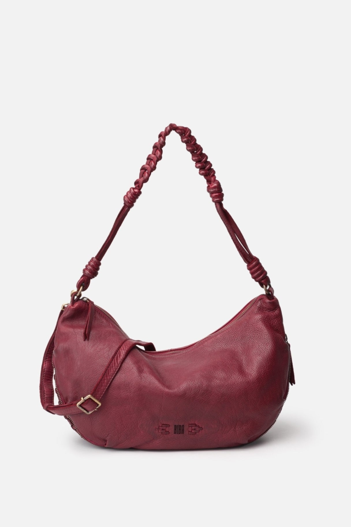 BIBA - Sac à main en cuir tressé bordeaux