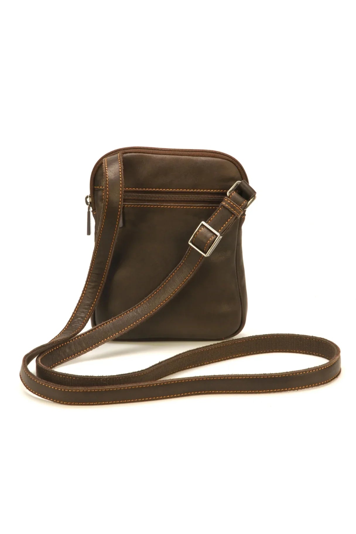 Sac bandoulière plat Johany en cuir châtaigne