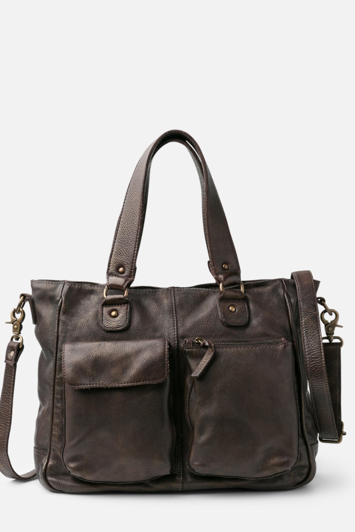 sac Keno KEO2L en cuir lavé marron foncé – vue avant