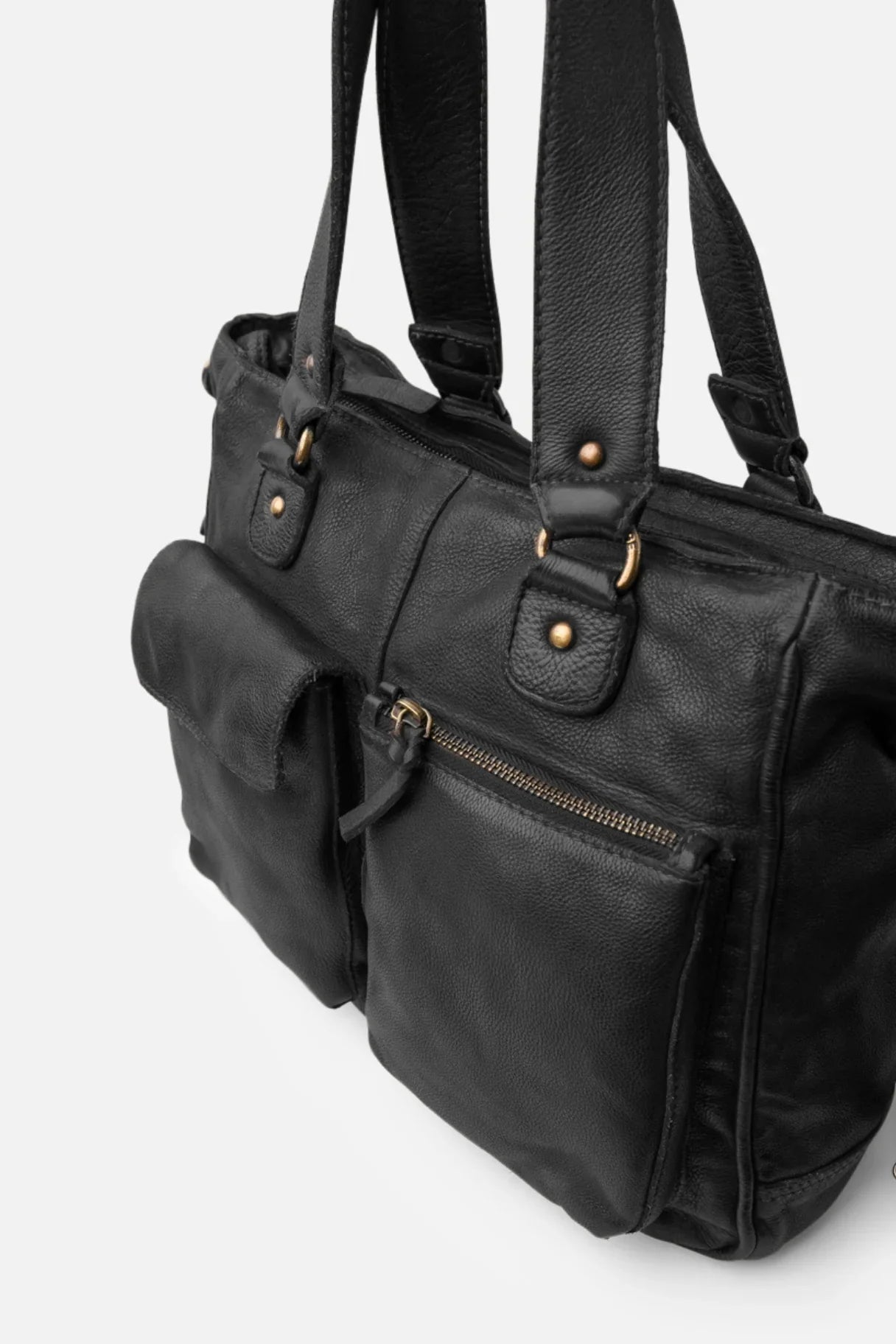 sac Keno KEO2L en cuir lavé marron foncé – vue profil