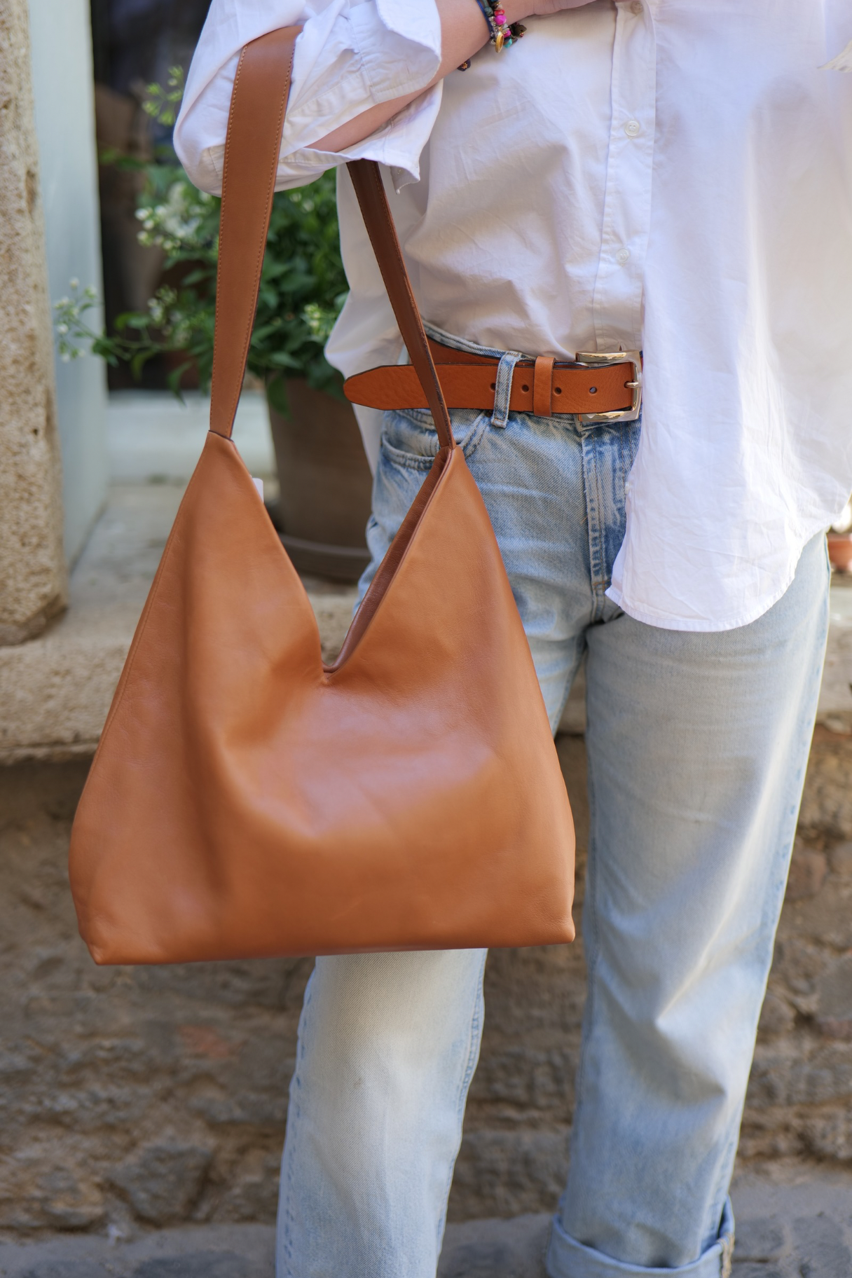 vue de face du sac Talya Chili coloris camel