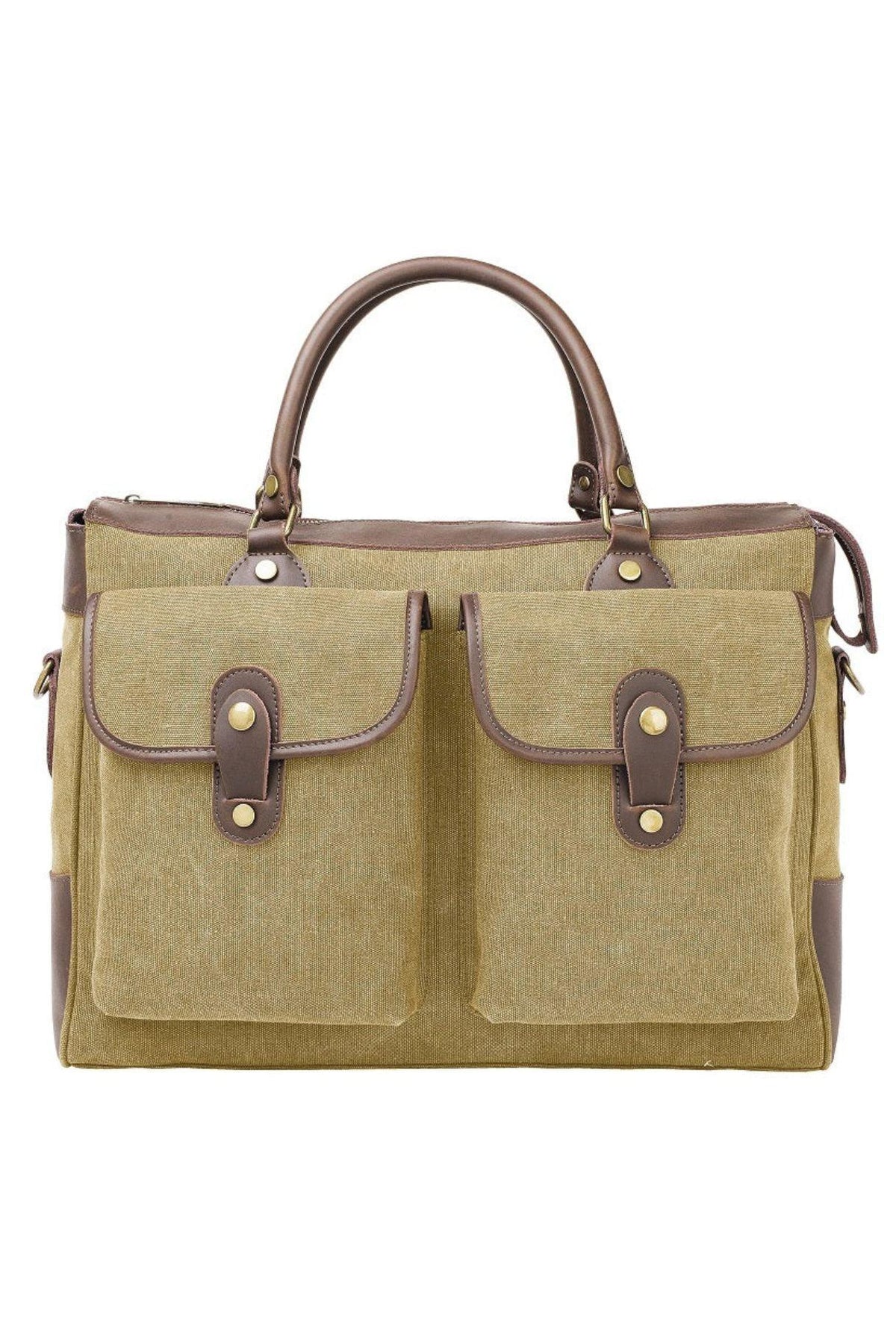 Sac week-end ZEDE Austerlitz en toile lavée beige kaki et cuir
