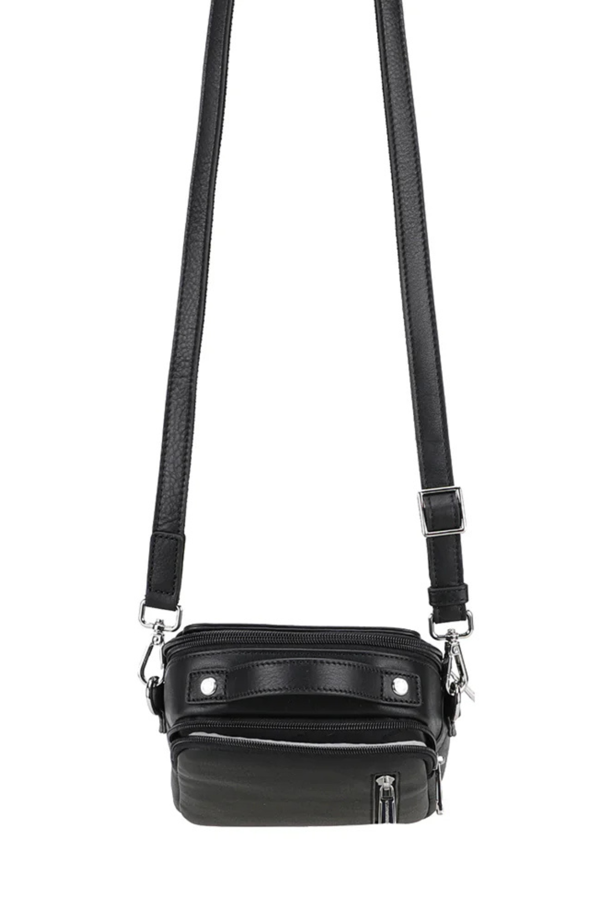 Sacoche travers S Ange Arthur & Aston cuir noir avec bandoulière réglable