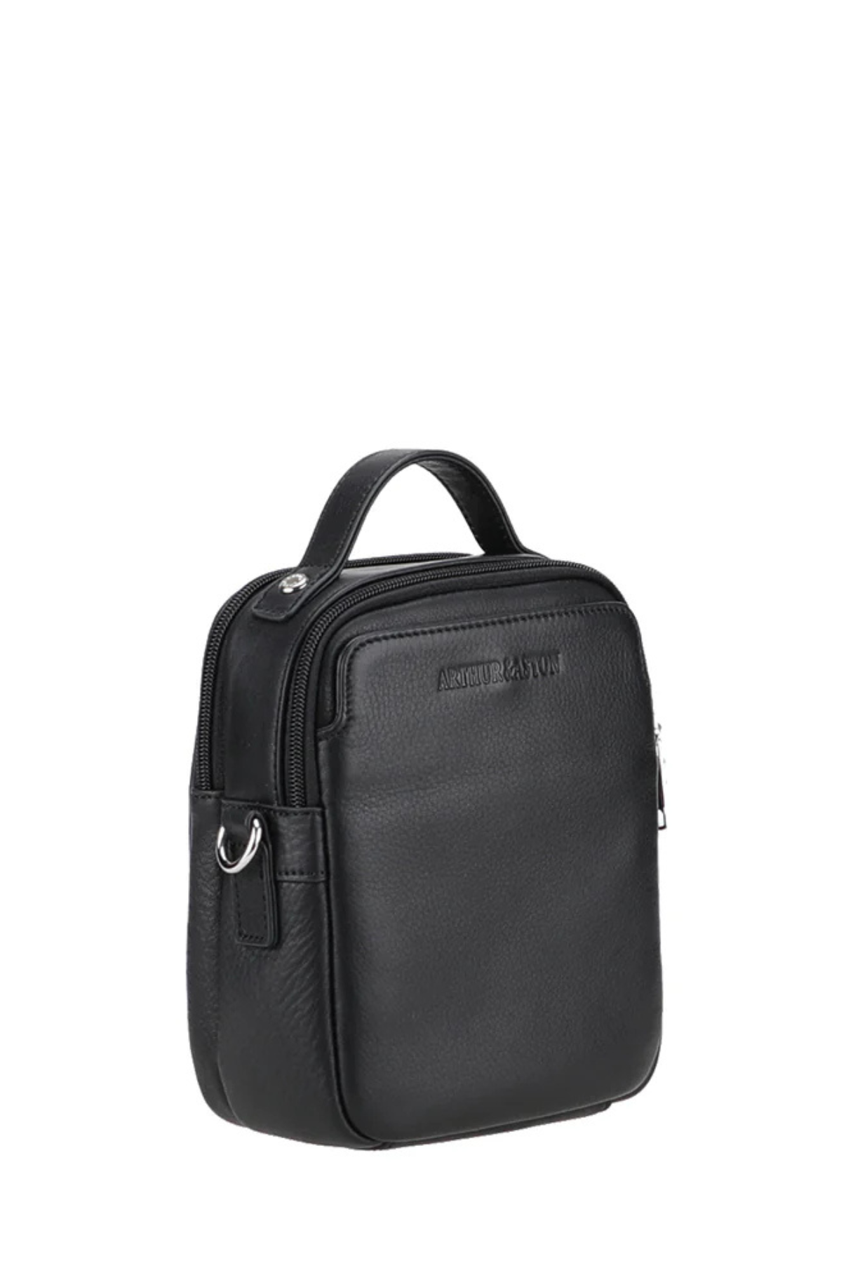 Sacoche travers S Ange Arthur & Aston en cuir noir vue de profil