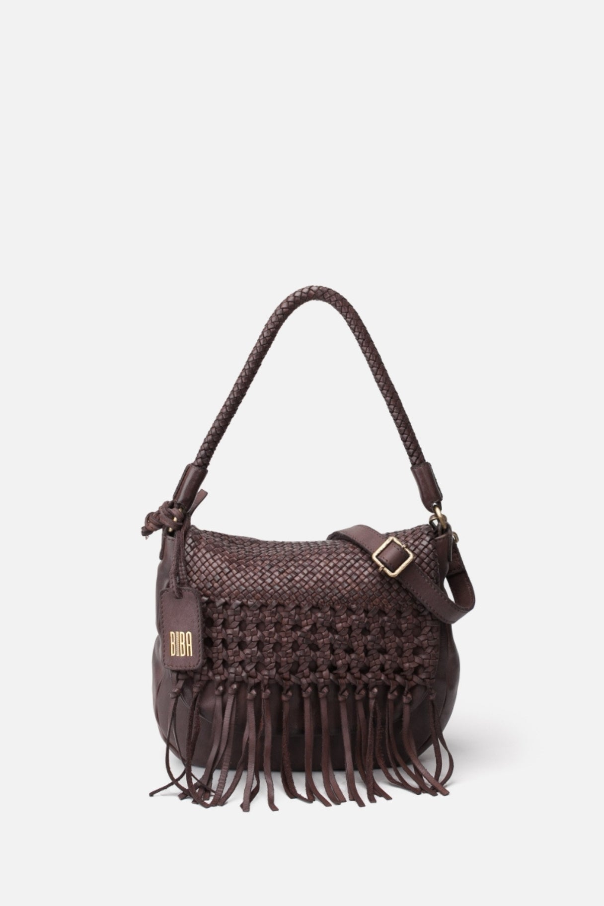 BIBA - Sac à main en cuir et tressé de couleur marron - Nappa Maroquinerie