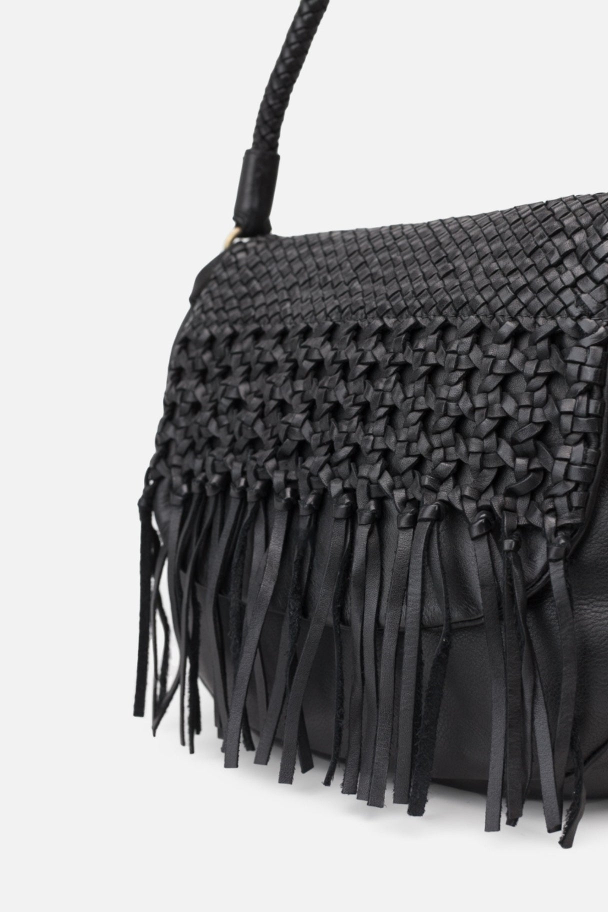 BIBA - Sac à main en cuir et tressé de couleur noir - Nappa Maroquinerie