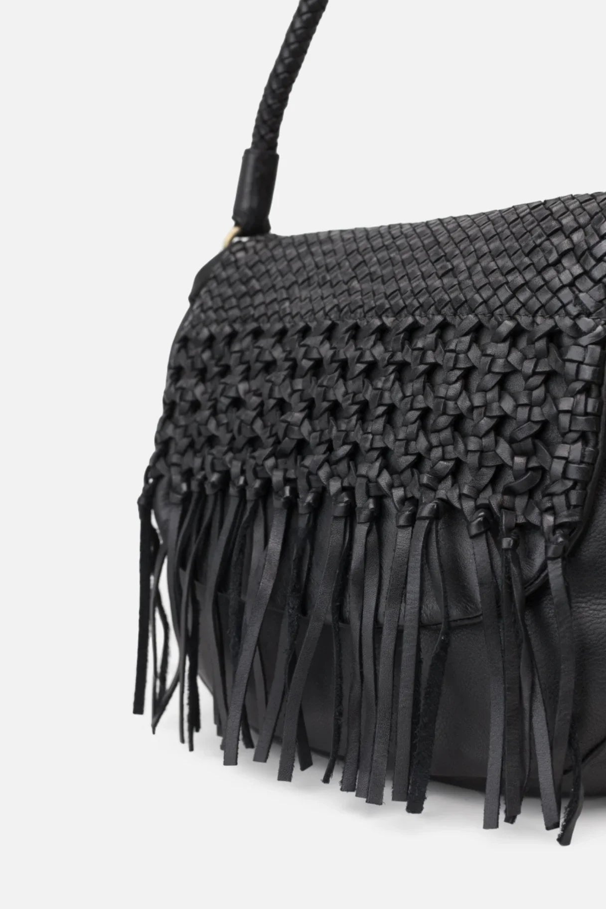 BIBA - Sac à main en cuir et tressé de couleur noir - Nappa Maroquinerie